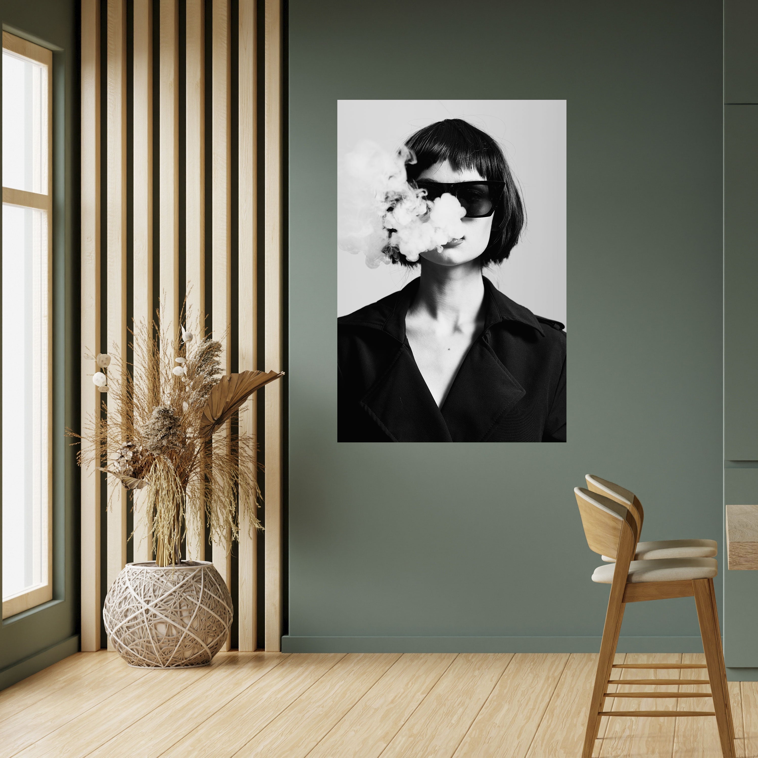 SMOKY BELLE vertikal poster med självhäftande motiv