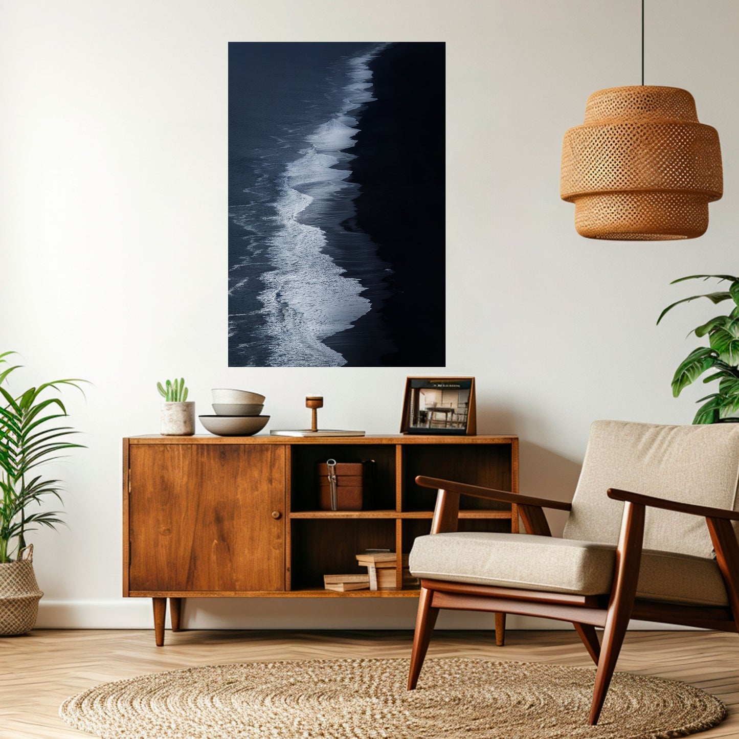 OCEAN'S WHISPER vertikal poster med självhäftande text