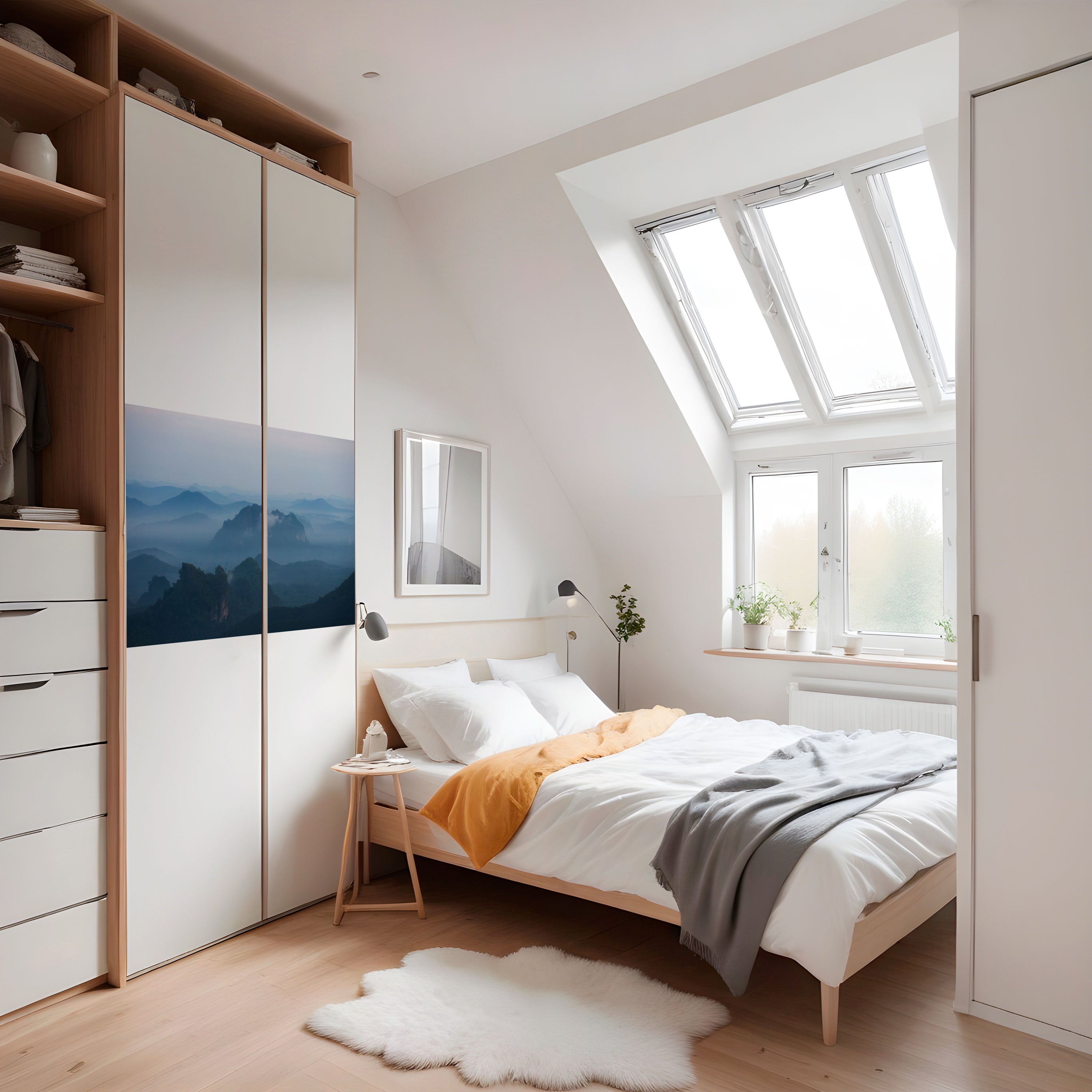 MISTY MOUNTAIN WHISPER Horisontell affisch med självhäftande motiv