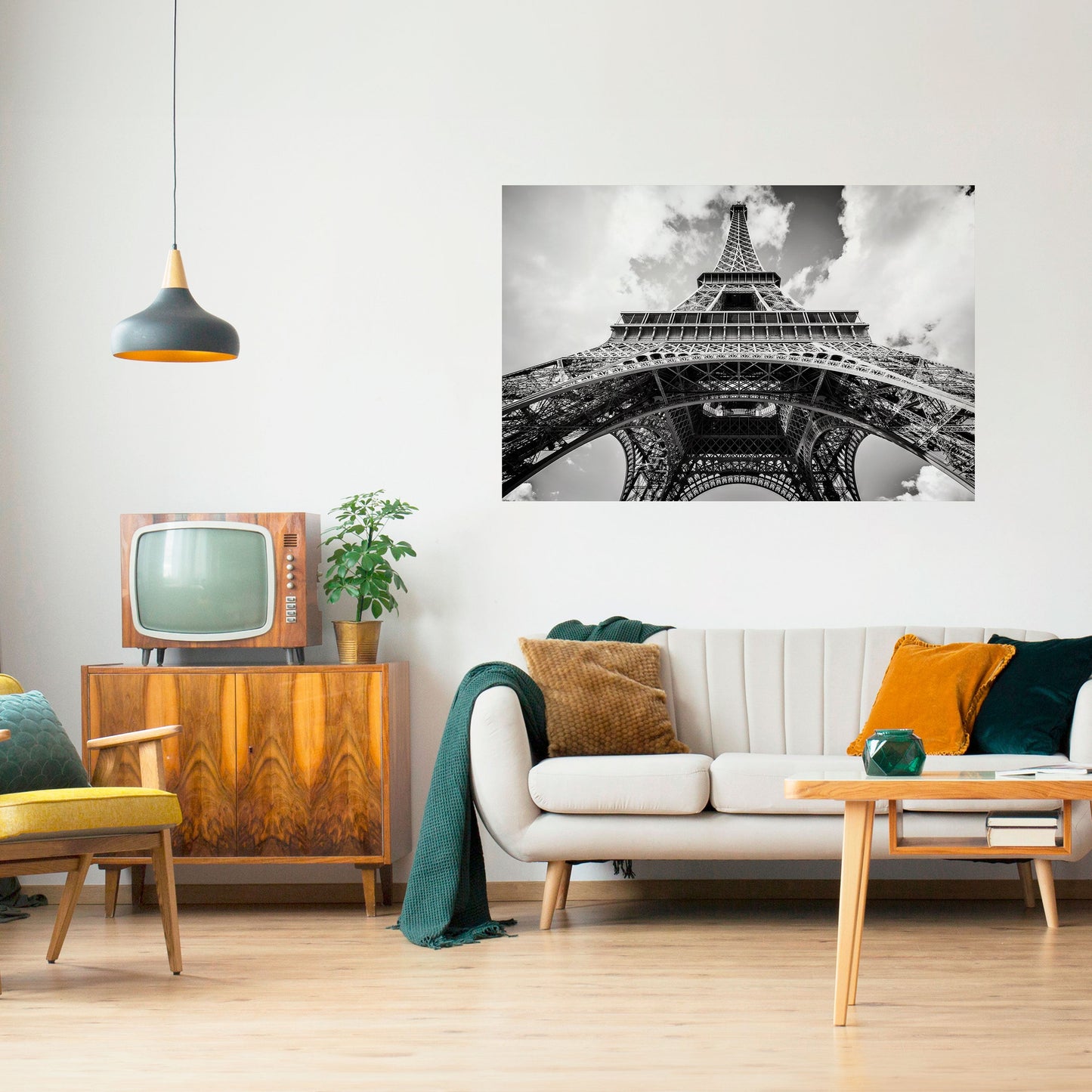 TIDLÖST EIFFELPERSPEKTIV Horisontell Poster med självhäftande mönster