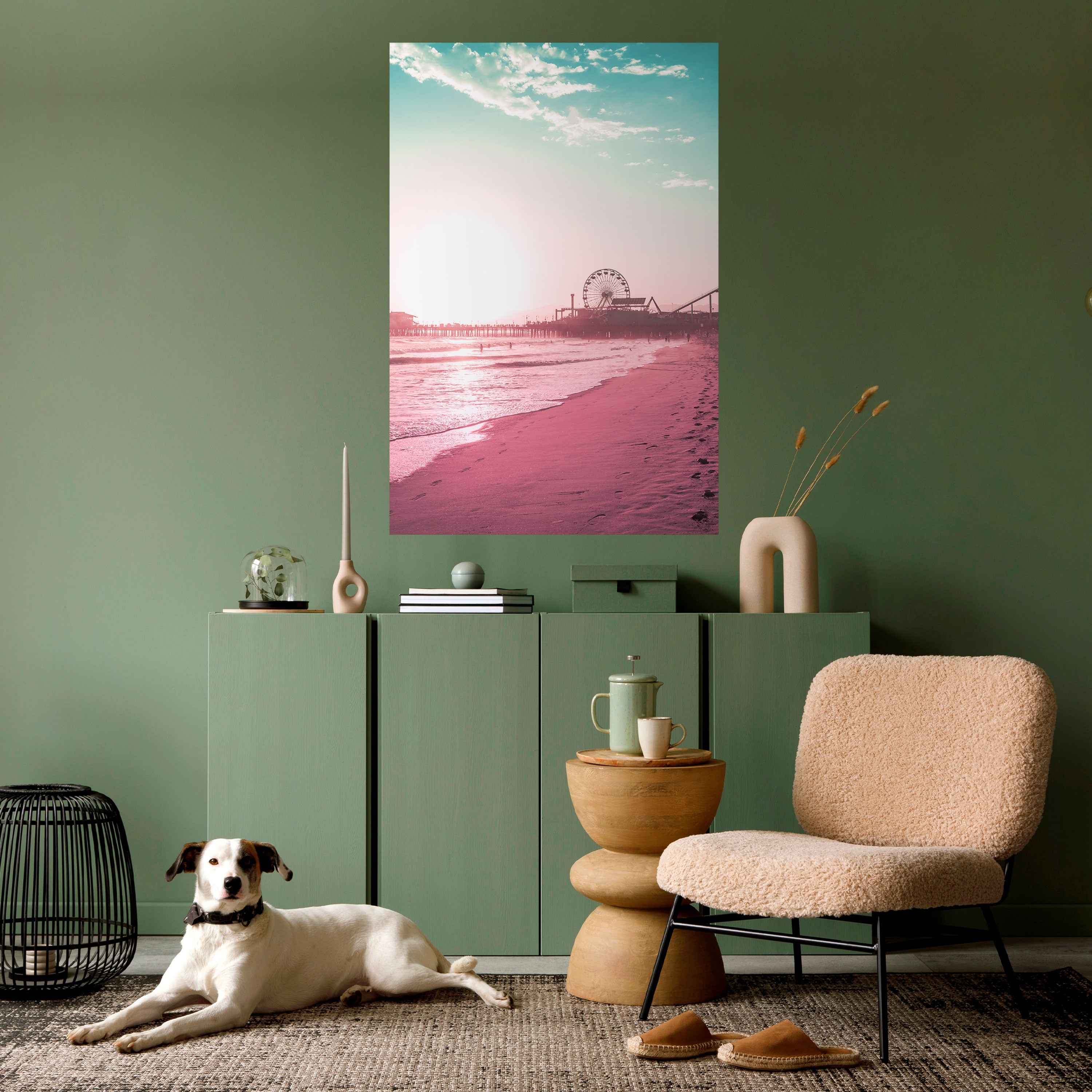 Pastellfärgade kustvibbar vertikal poster med självhäftande text