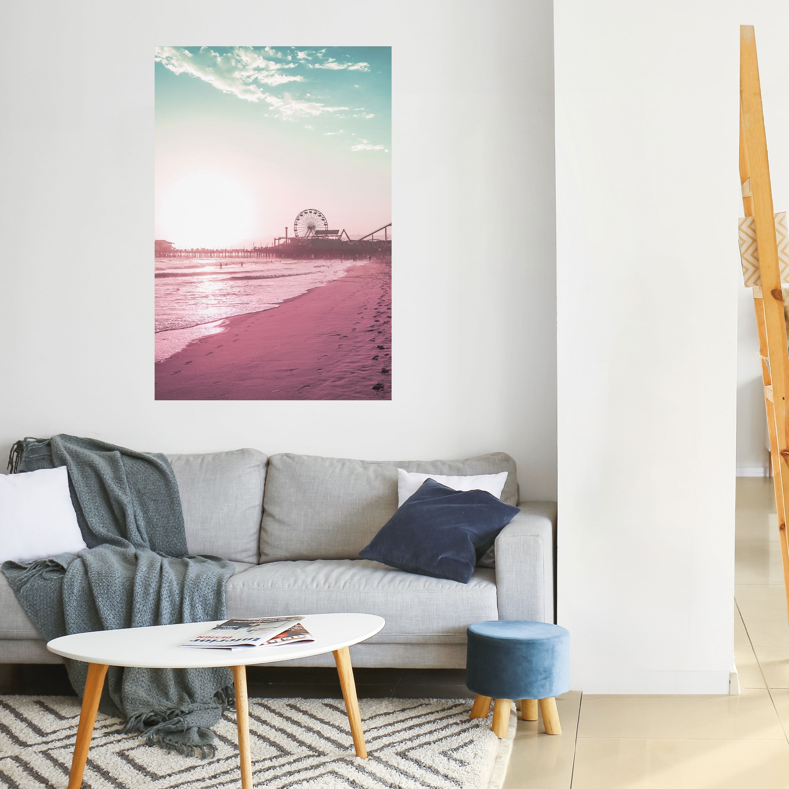 Pastellfärgade kustvibbar vertikal poster med självhäftande text