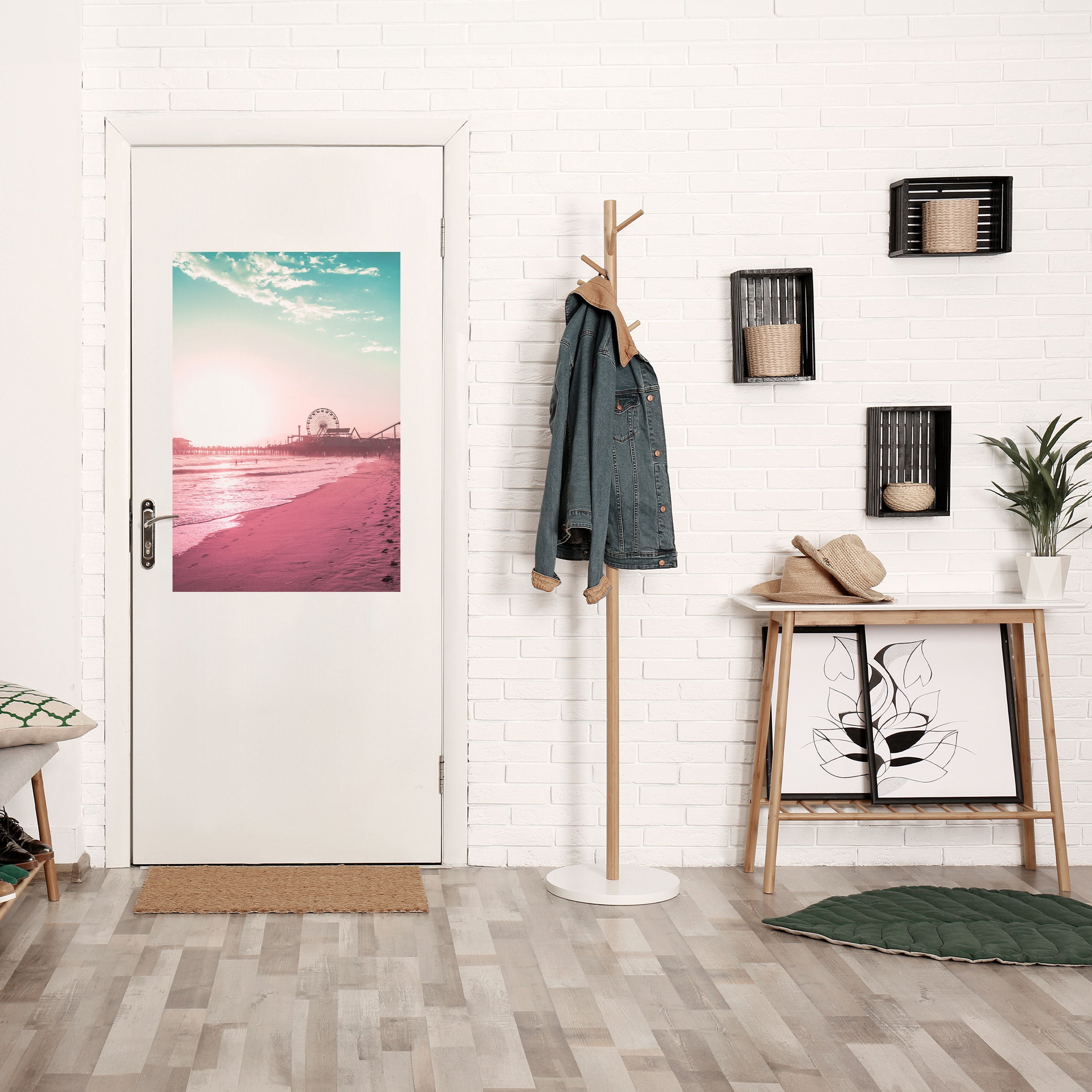 Pastellfärgade kustvibbar vertikal poster med självhäftande text