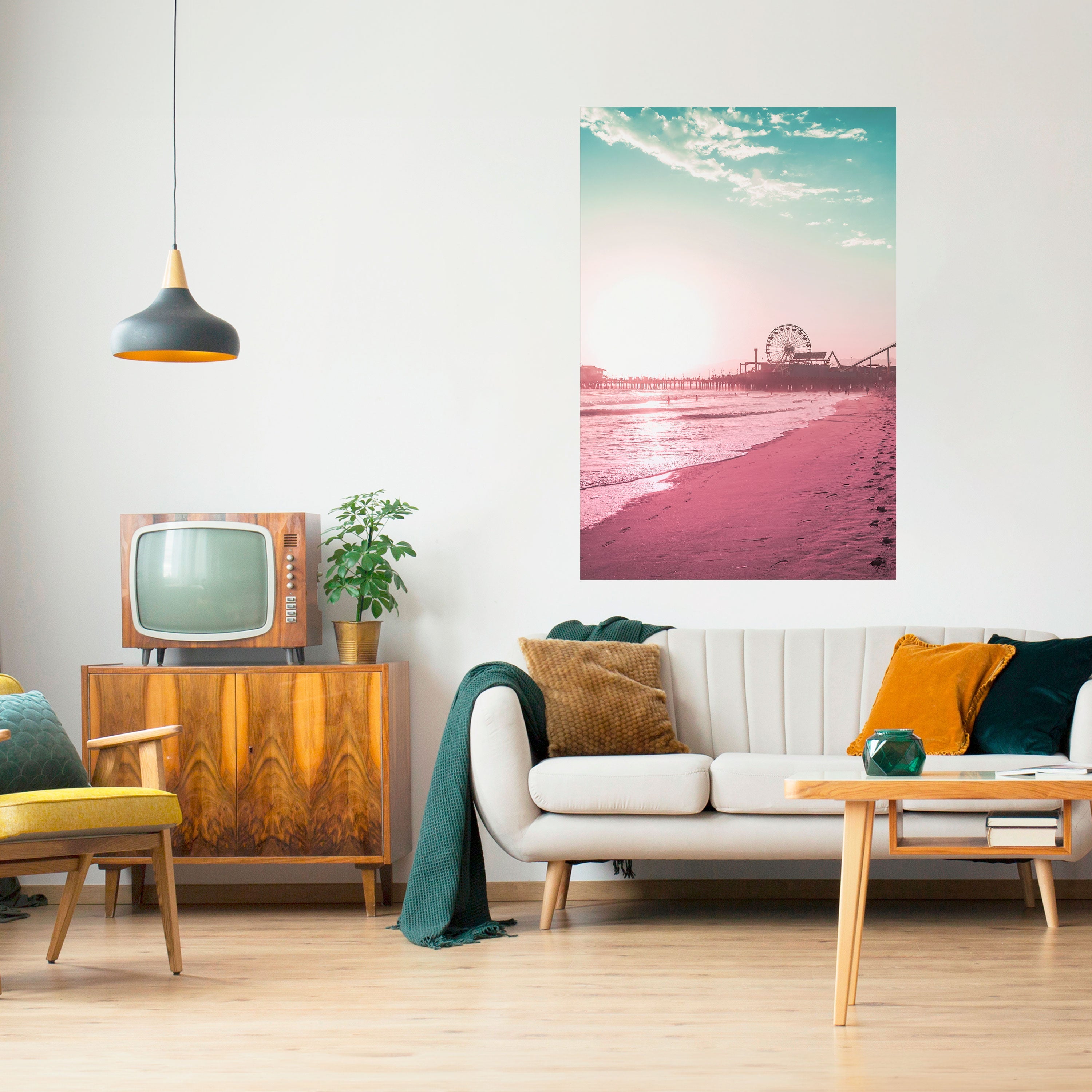 Pastellfärgade kustvibbar vertikal poster med självhäftande text