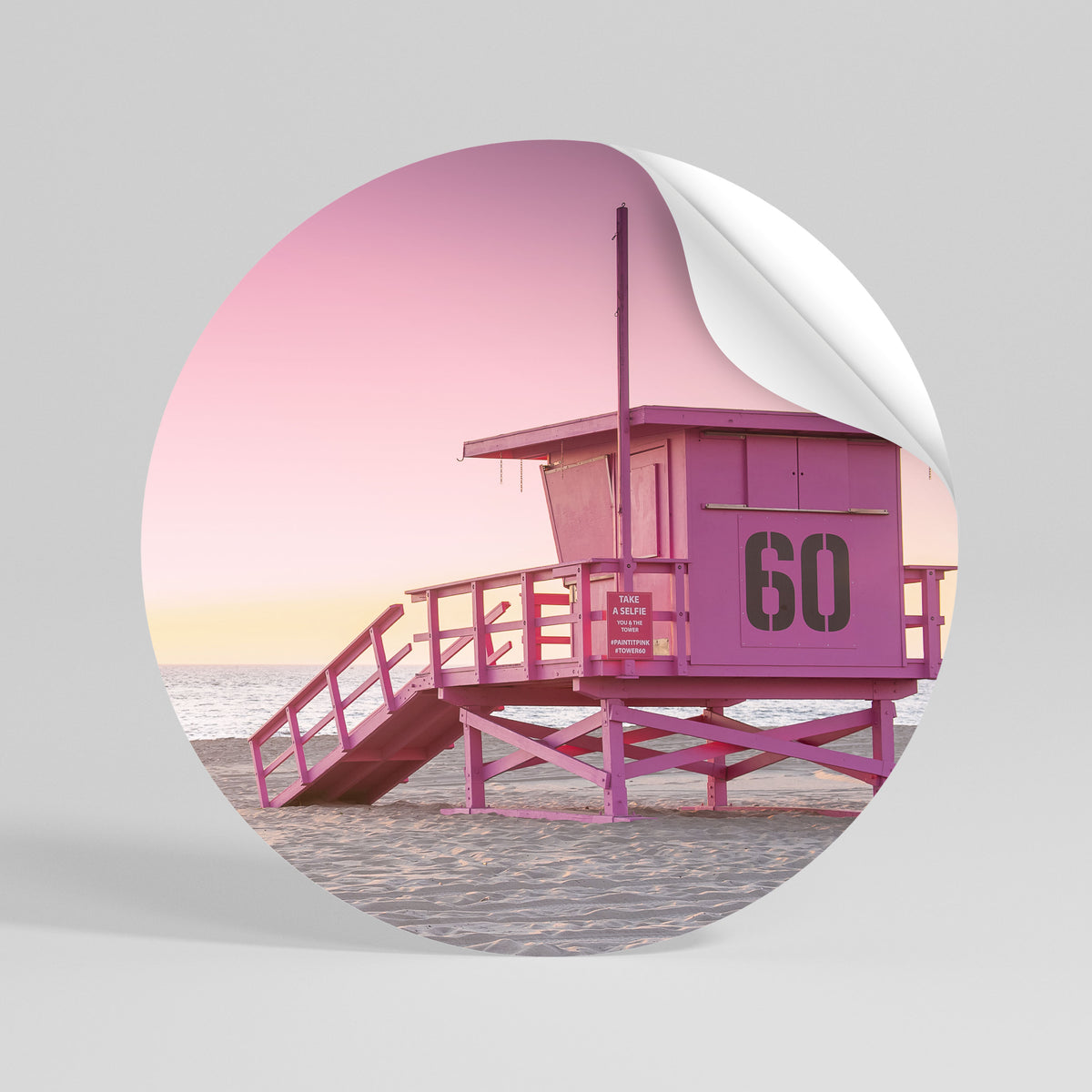 PINK PARADISE WATCH Rund väggdekal