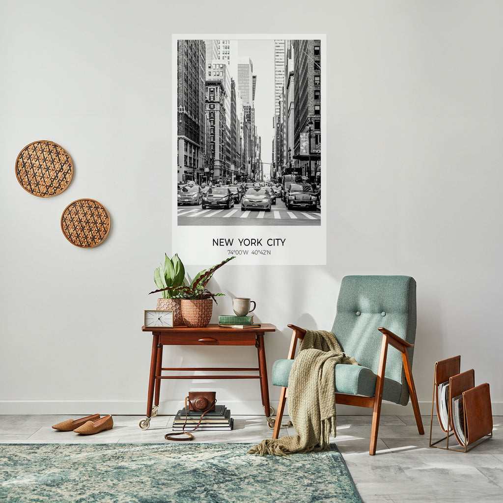 TIDLÖSA NEW YORK-VIBES Vertikal poster med självhäftande tryck
