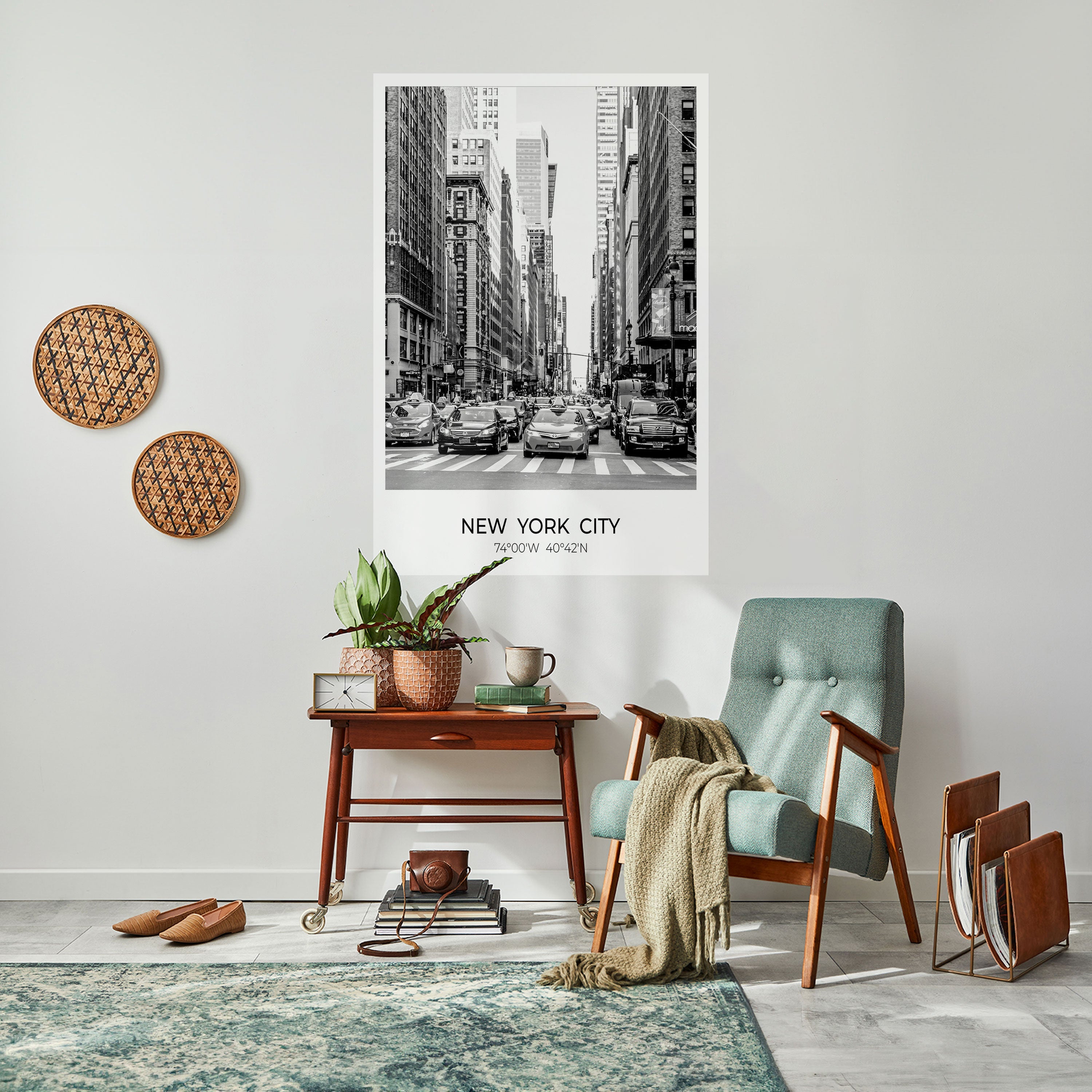 TIDLÖSA NEW YORK-VIBES Vertikal poster med självhäftande tryck