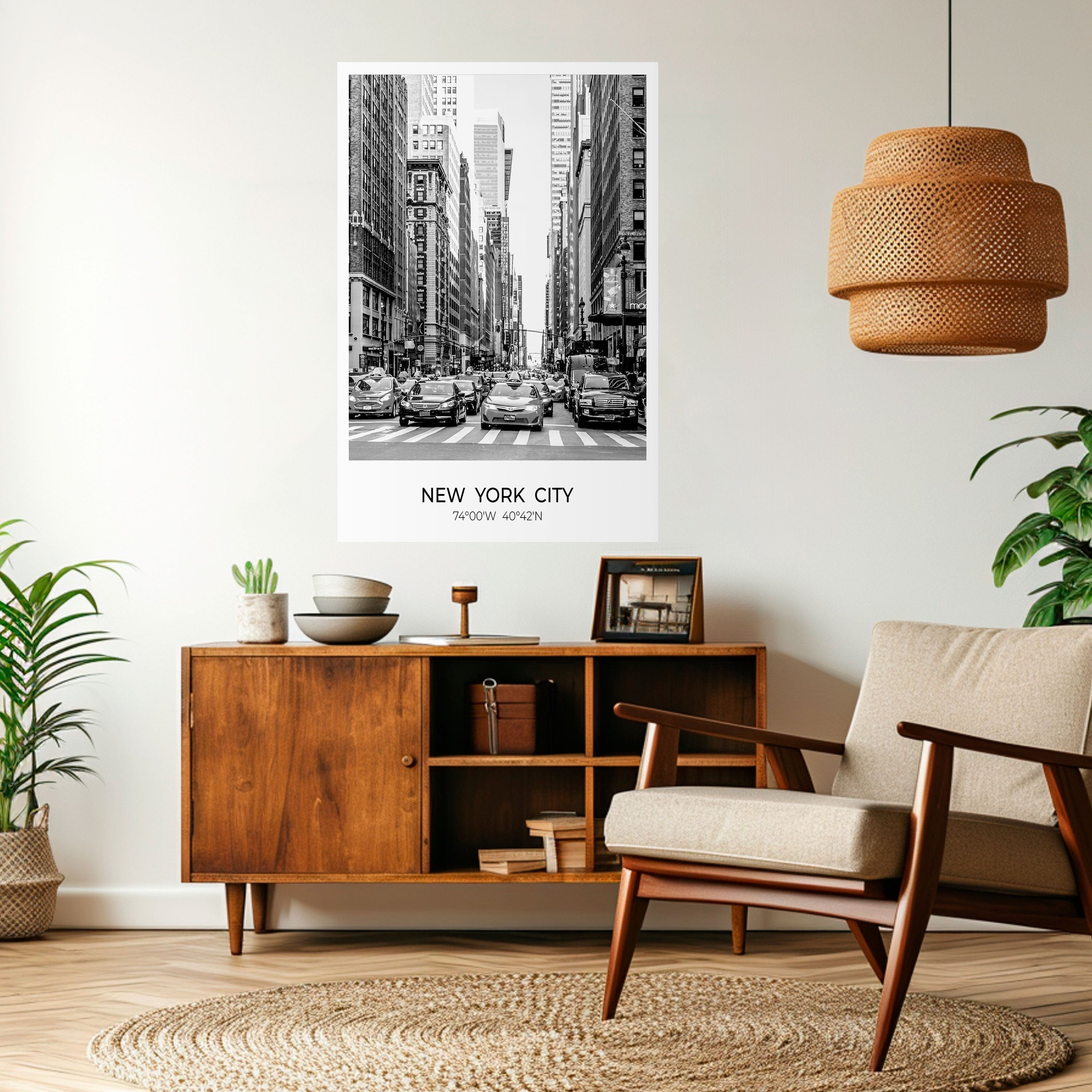 TIDLÖSA NEW YORK-VIBES Vertikal poster med självhäftande tryck