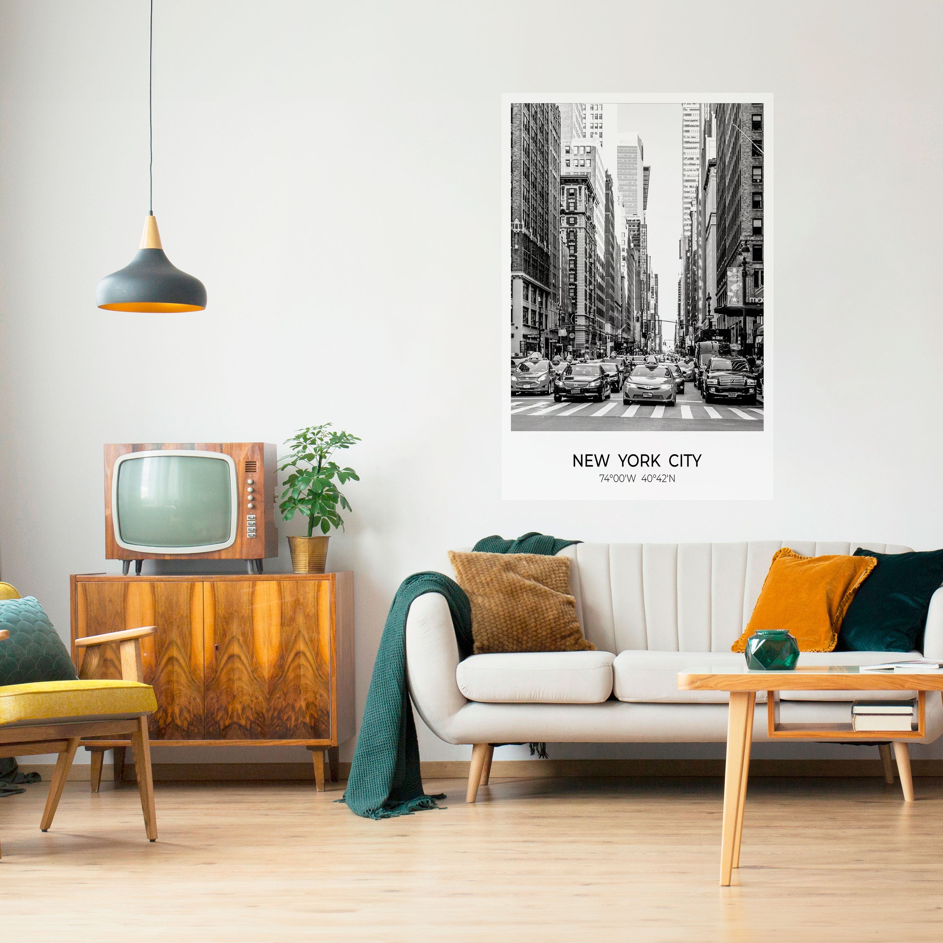 TIDLÖSA NEW YORK-VIBES Vertikal poster med självhäftande tryck