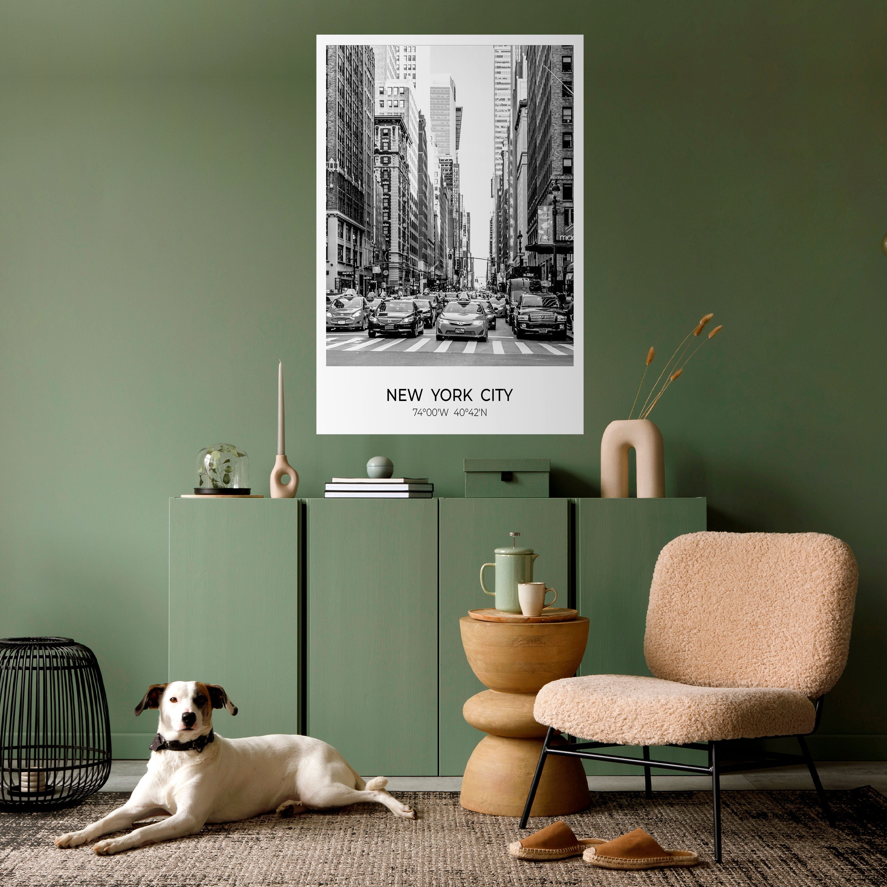 TIDLÖSA NEW YORK-VIBES Vertikal poster med självhäftande tryck