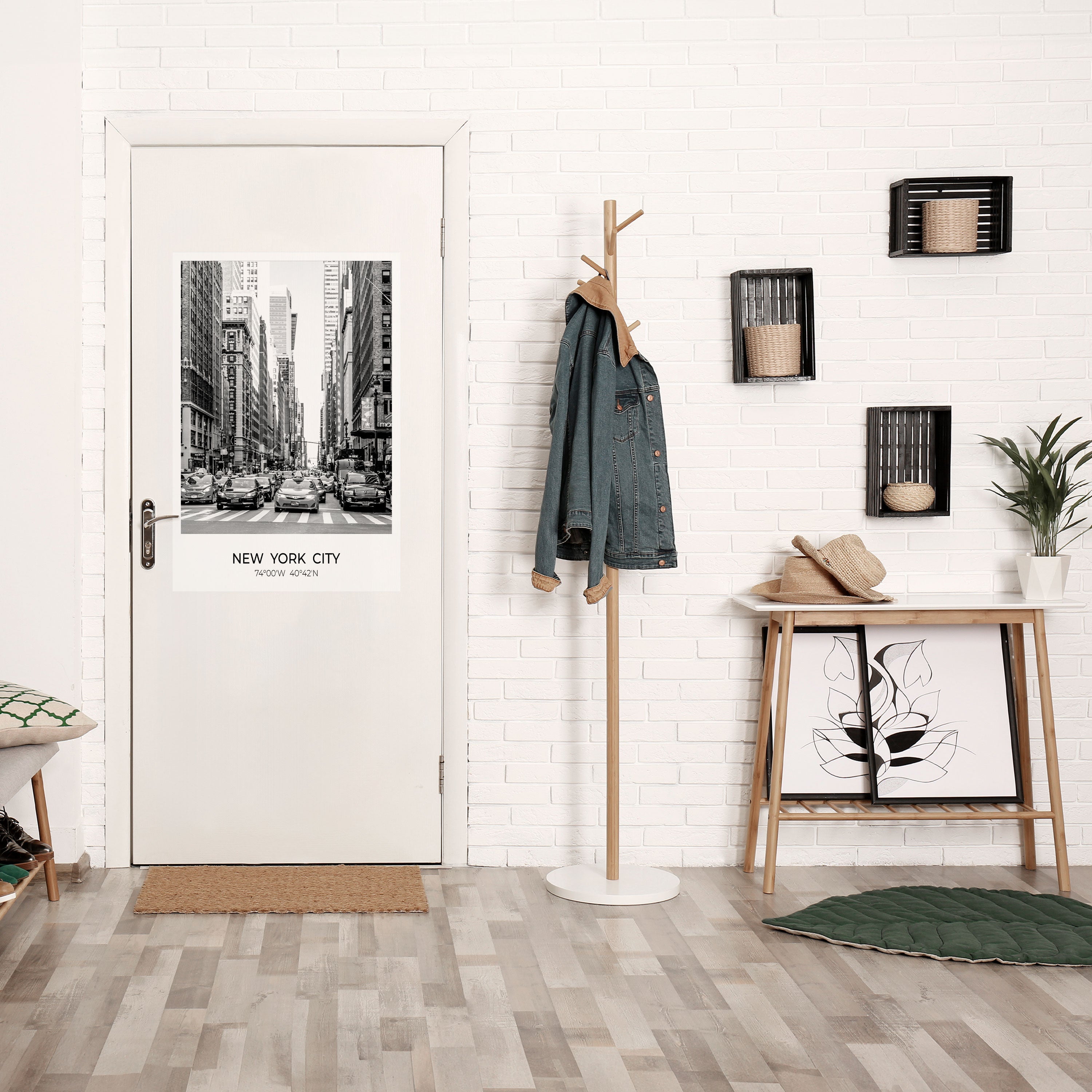 TIDLÖSA NEW YORK-VIBES Vertikal poster med självhäftande tryck