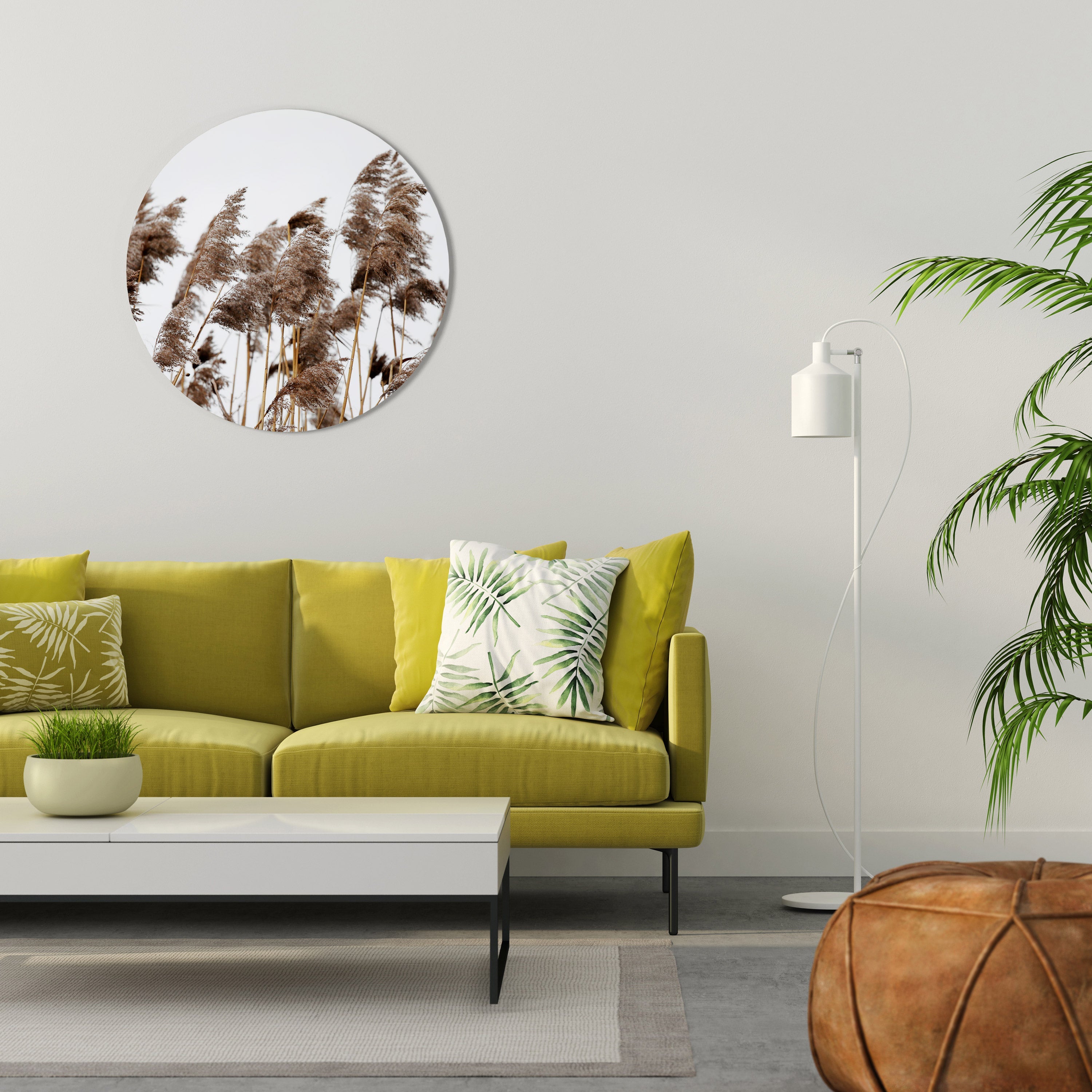 Rund väggdekoration med vassrörsdans