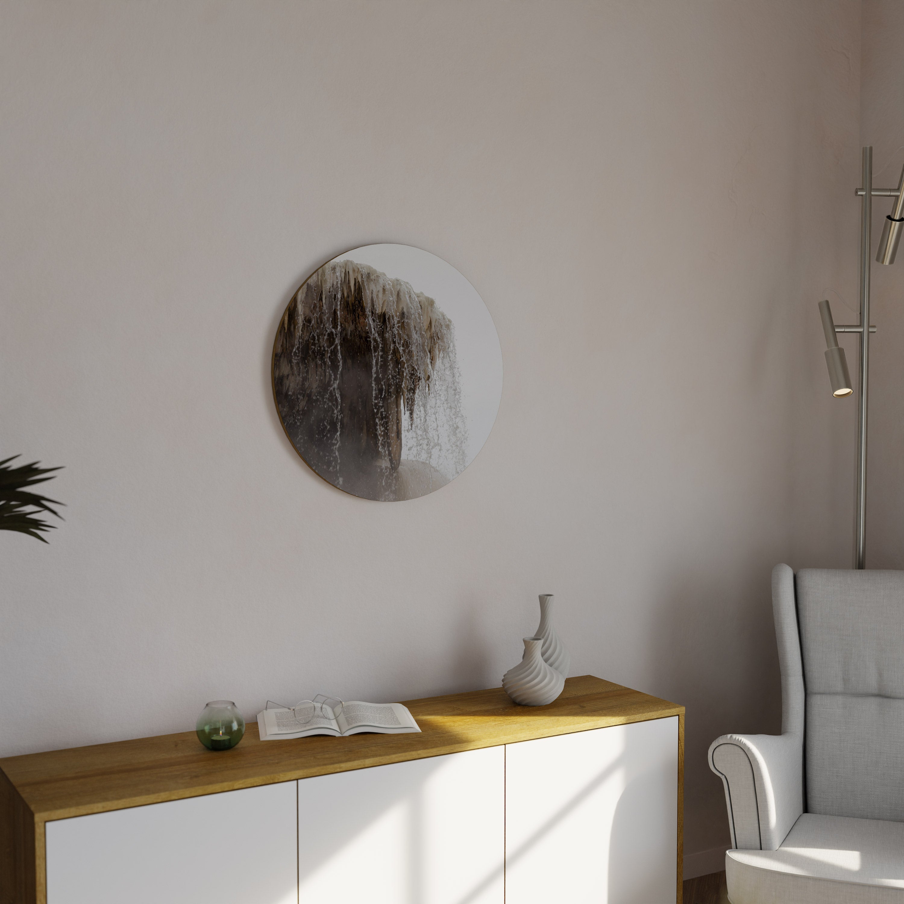 Rund väggkonst med Mammoth Hot Springs