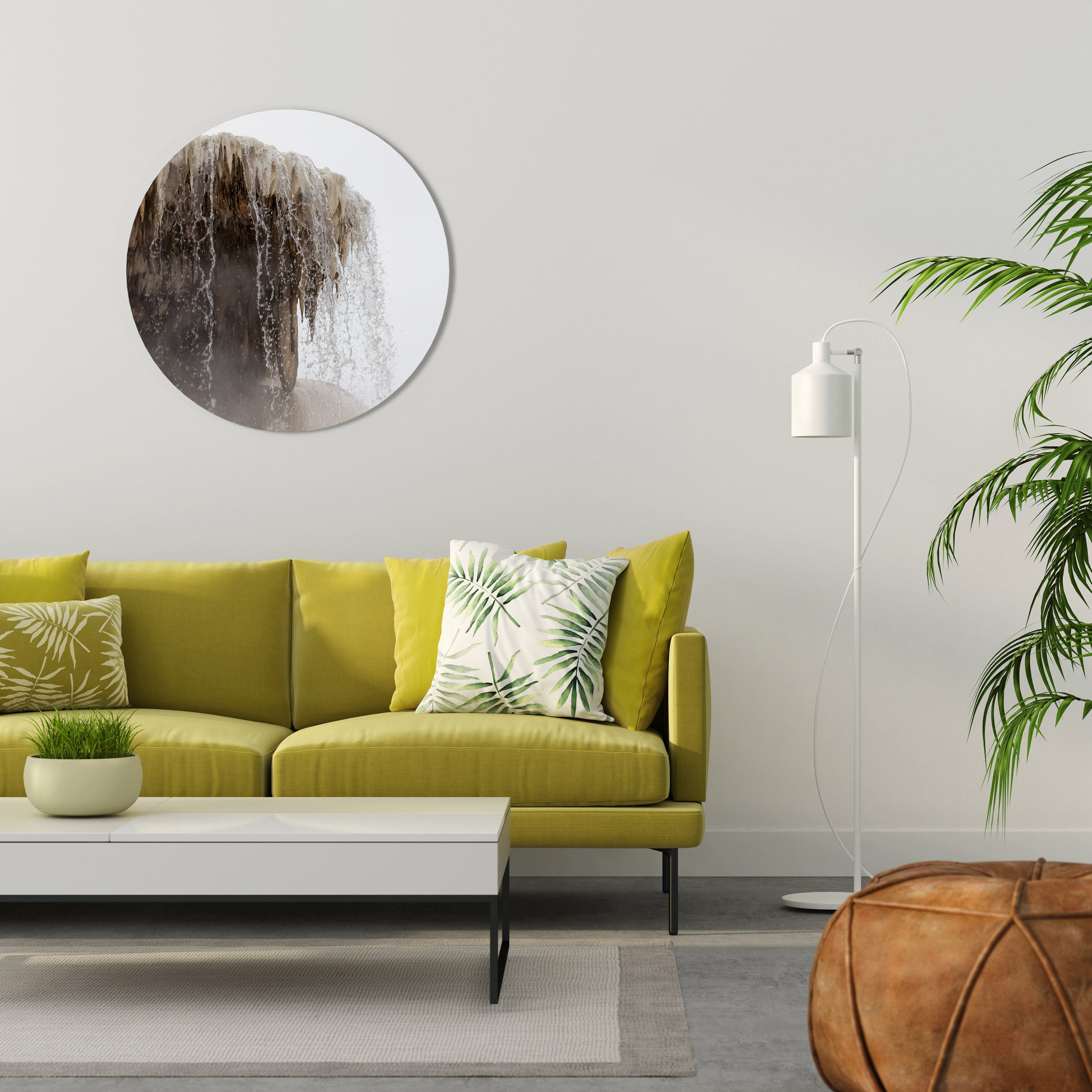 Rund väggkonst med Mammoth Hot Springs