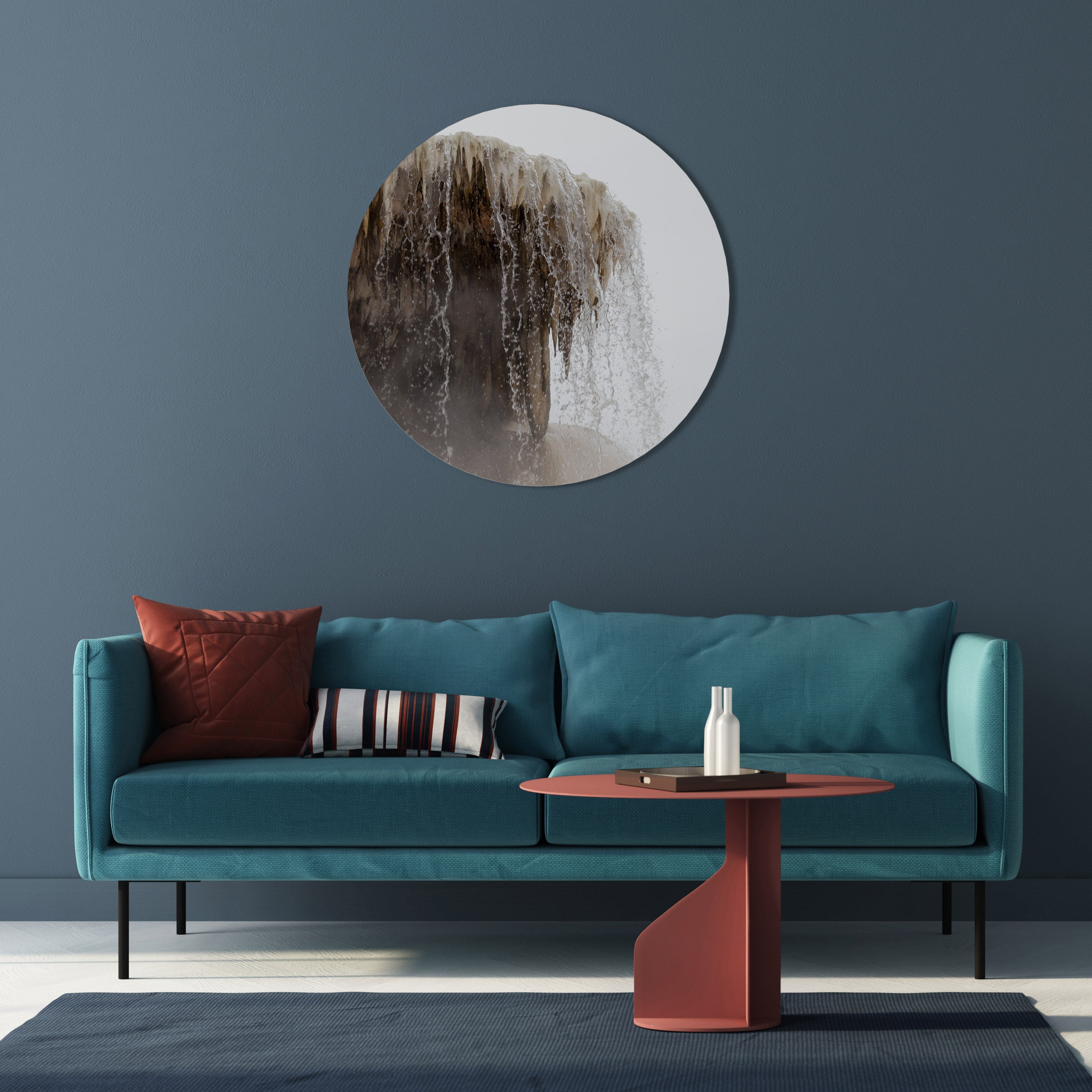 Rund väggkonst med Mammoth Hot Springs