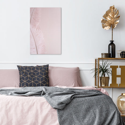 WHISPERING PINK FEATHERS Vertical Canvas Print
