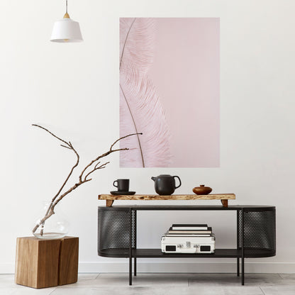 VISKANDE ROSA FJÄDRAR Vertikal poster med självhäftande text