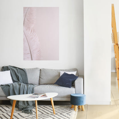 VISKANDE ROSA FJÄDRAR Vertikal poster med självhäftande text