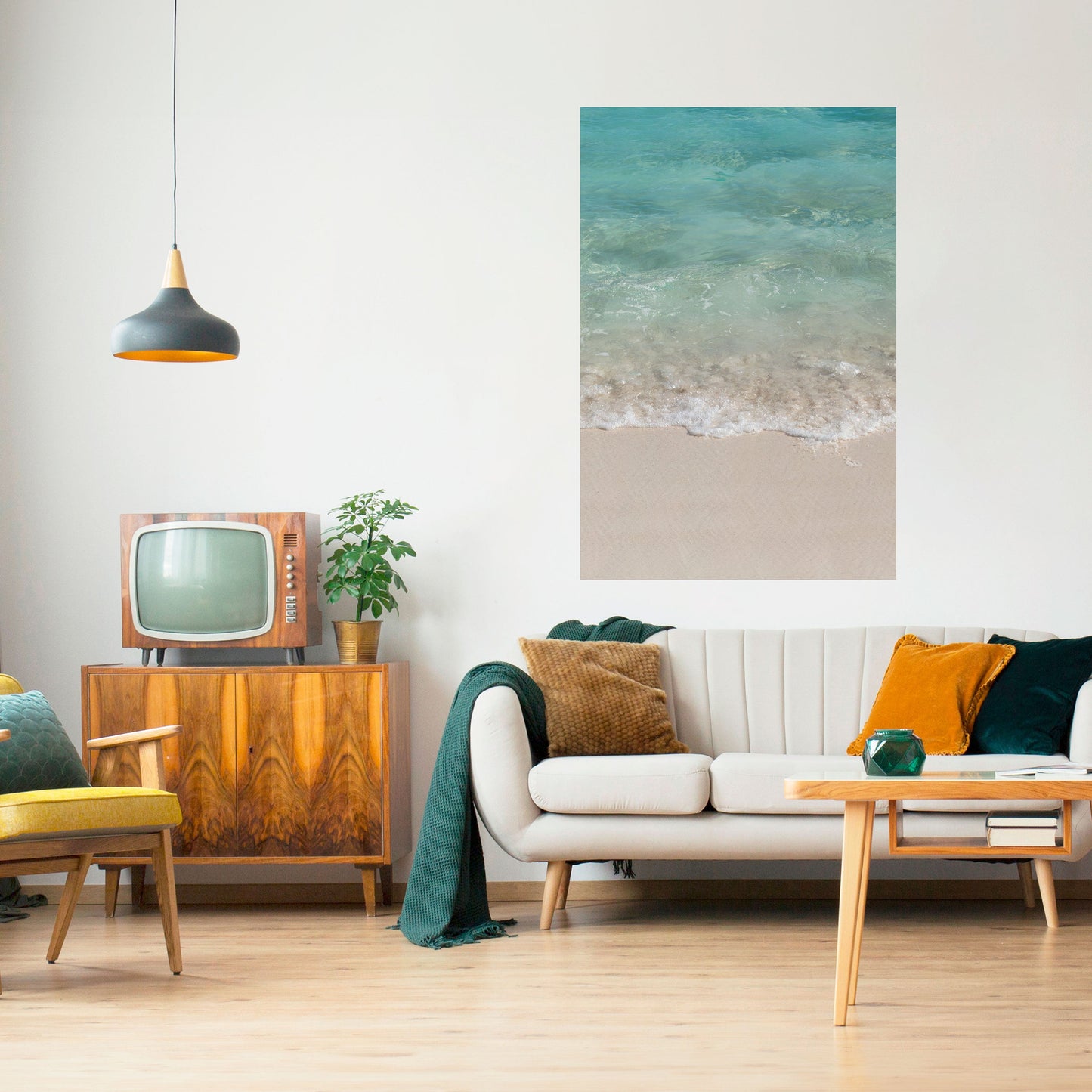 LUGN VID STRANDEN Vertikal poster med självhäftande text