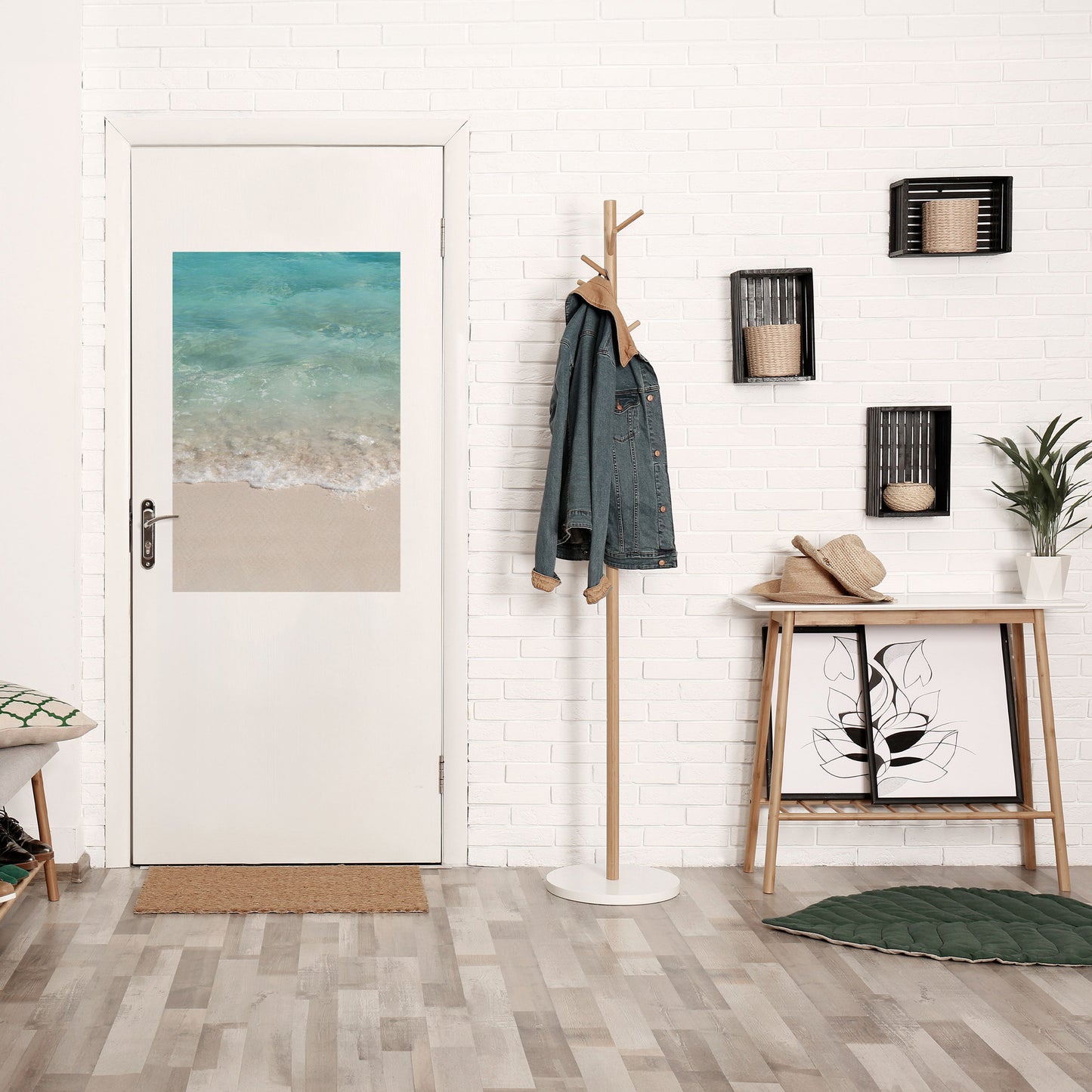 LUGN VID STRANDEN Vertikal poster med självhäftande text