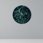 FORESTED SERPENTINE ROUTE Round Wall Art