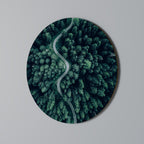 FORESTED SERPENTINE ROUTE Round Wall Art