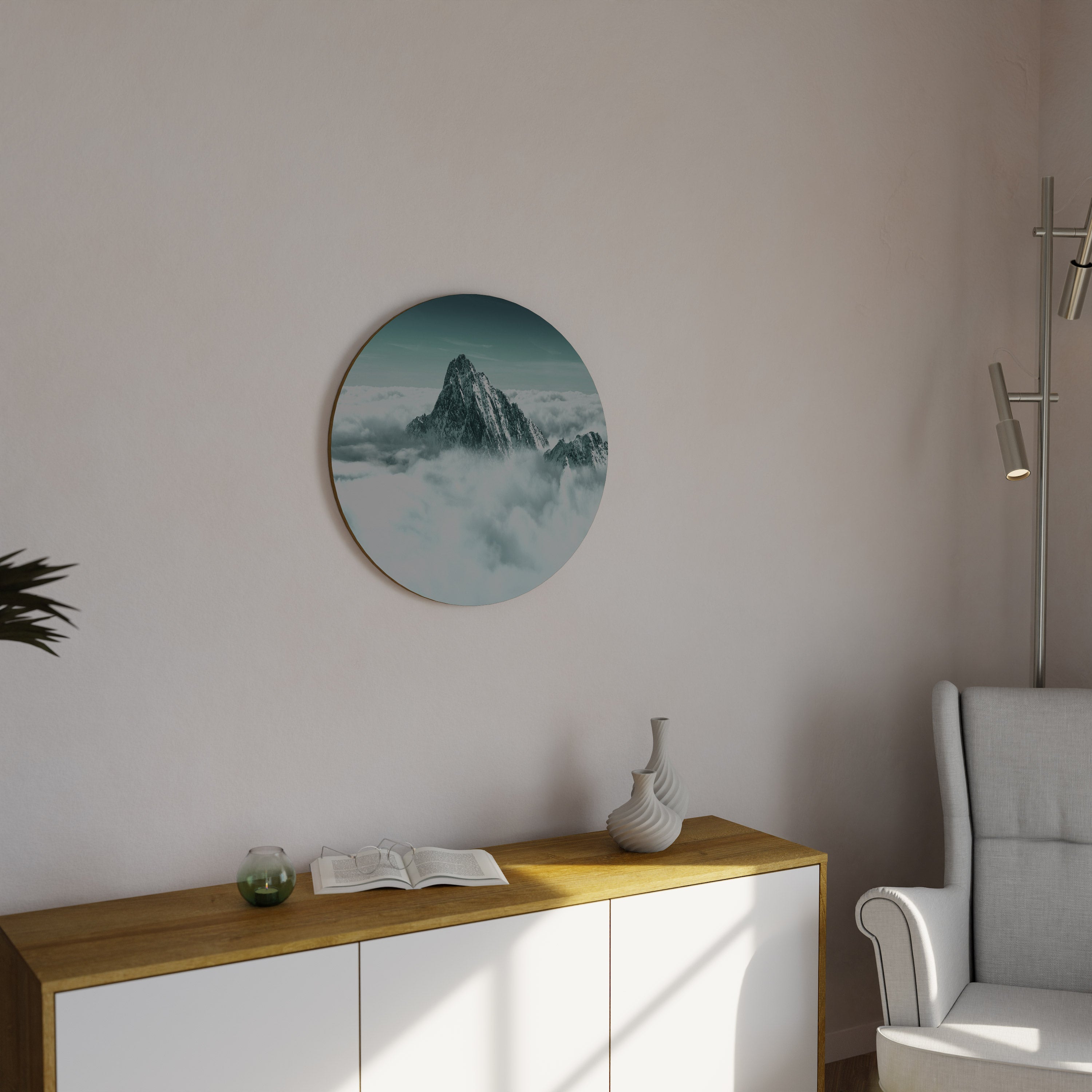 MOLNKYSSAD TOPP Rund Väggkonst