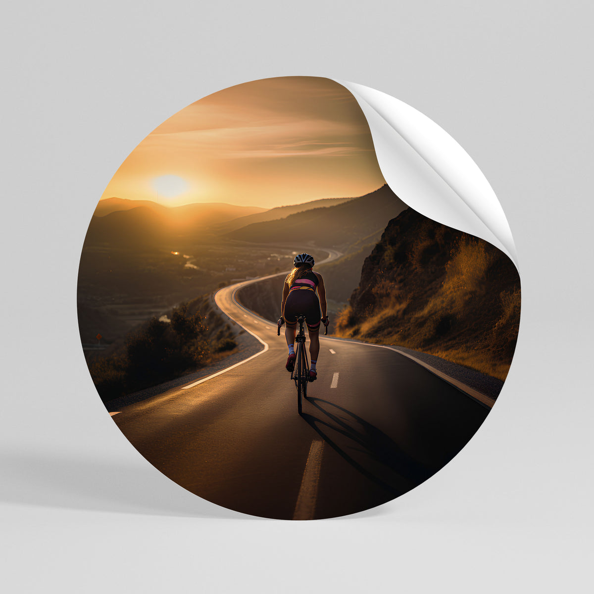 RIDE INTO GOLD Peel and Stick Round Sticker