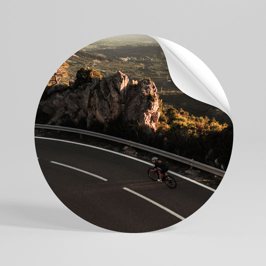 MOUNTAIN ROAD RIDE Peel and Stick Round Sticker