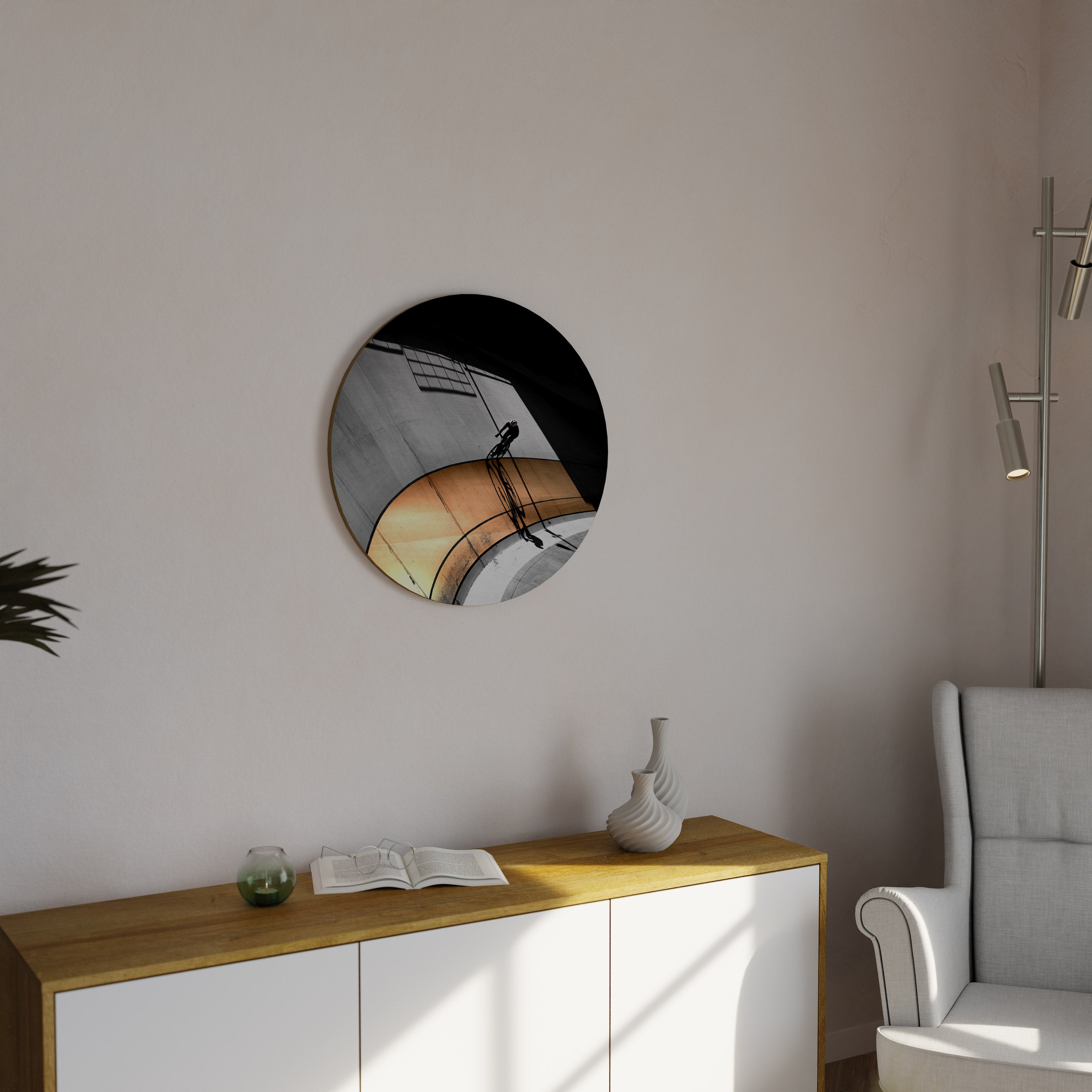 Rund väggdekoration med ORANGE ARBECUE-ATMOSFÄR