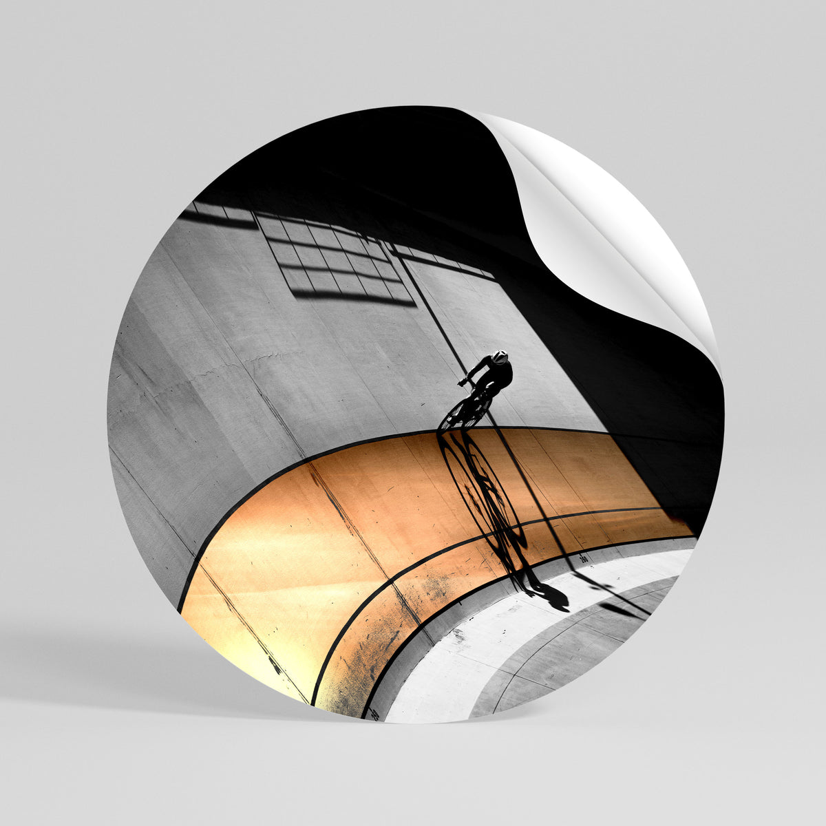 ORANGE ARC AMBIENCE Peel and Stick Round Sticker