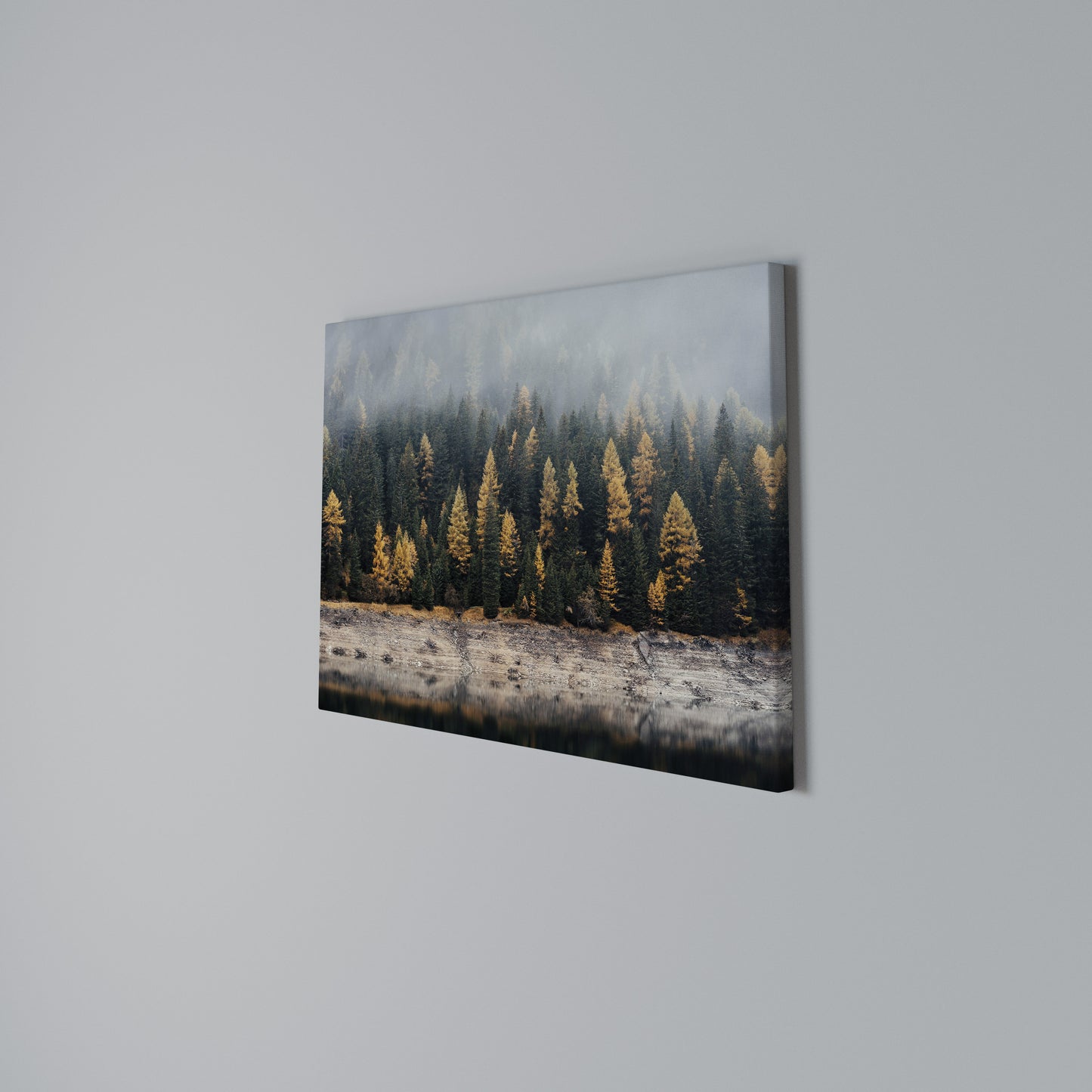 GOLDEN TREES IN FOG Horizontal Canvas Print