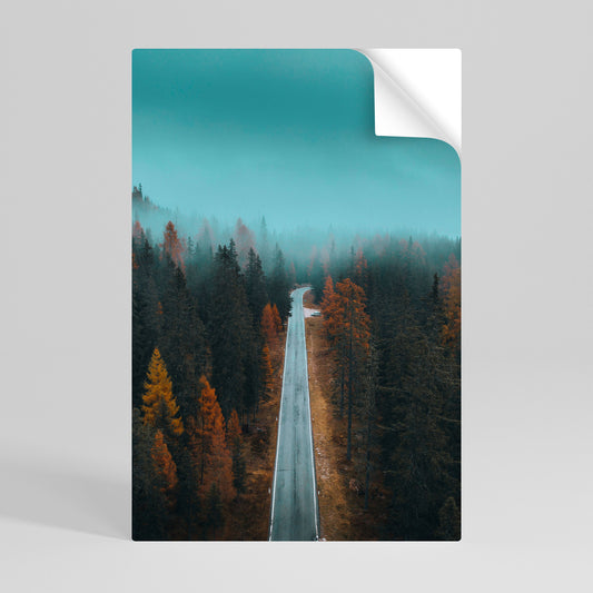 SERENE ROADWAY ESCAPE Vertikal affisch med självhäftande text