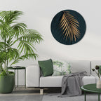 GOLDEN PALM WHISPERS Round Wall Art