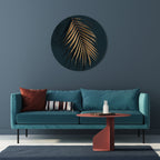 GOLDEN PALM WHISPERS Round Wall Art