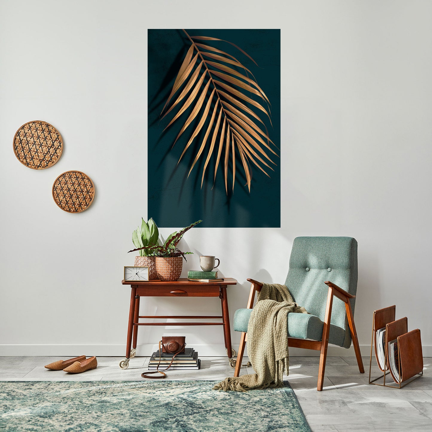 GOLDEN PALM WHISPERS vertikal poster med självhäftande text