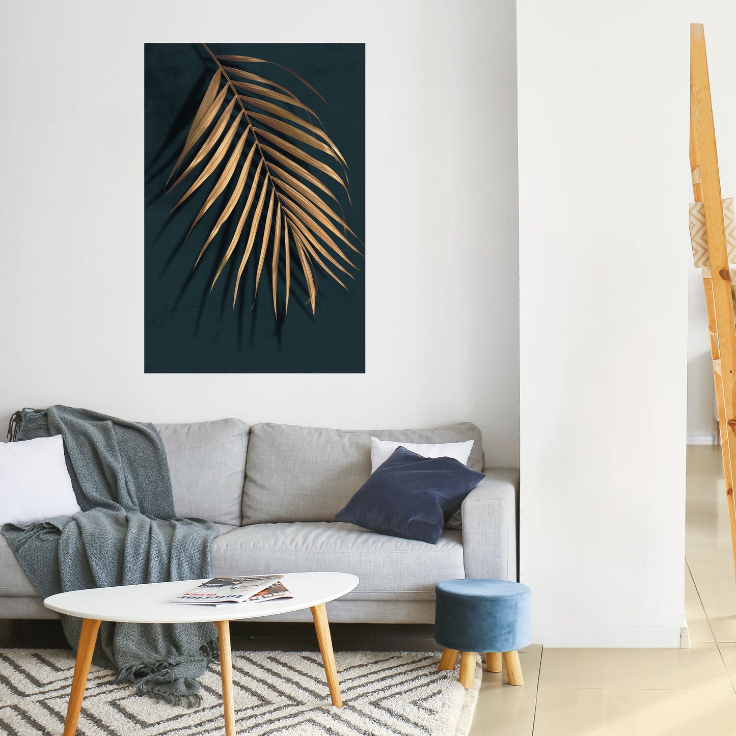 GOLDEN PALM WHISPERS vertikal poster med självhäftande text