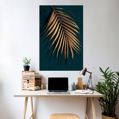 GOLDEN PALM WHISPERS vertikal poster med självhäftande text