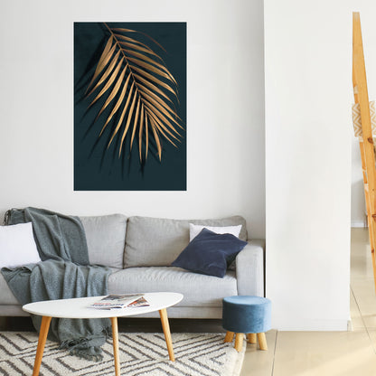 GOLDEN PALM WHISPERS vertikal poster med självhäftande text
