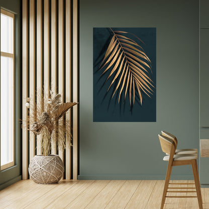 GOLDEN PALM WHISPERS vertikal poster med självhäftande text