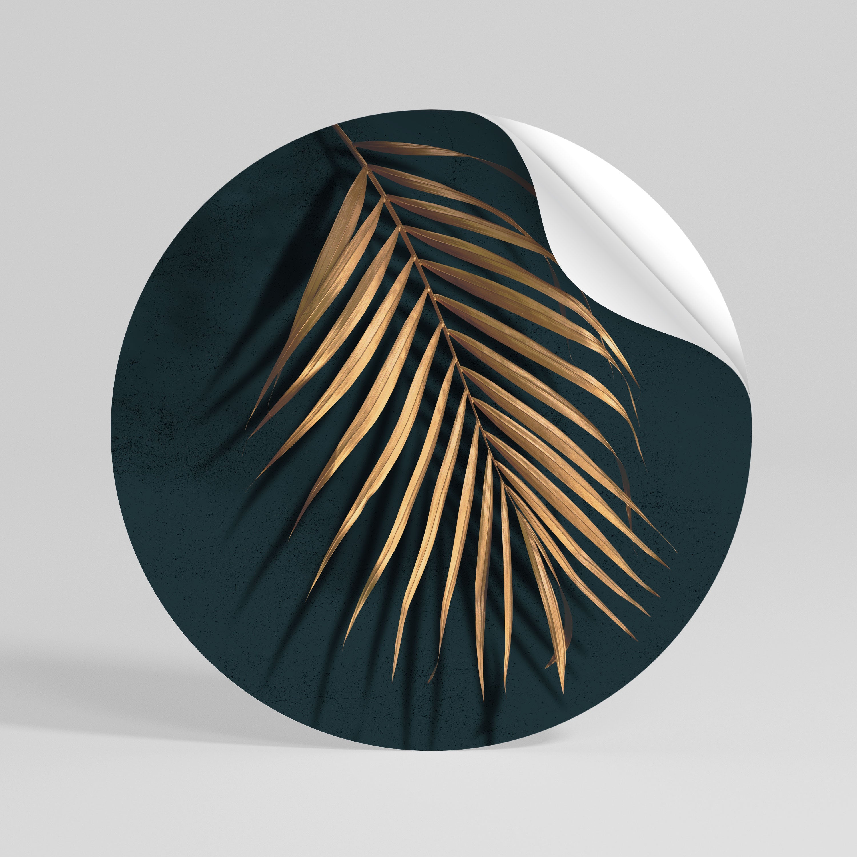 GOLDEN PALM WHISPERS Rund väggdekal