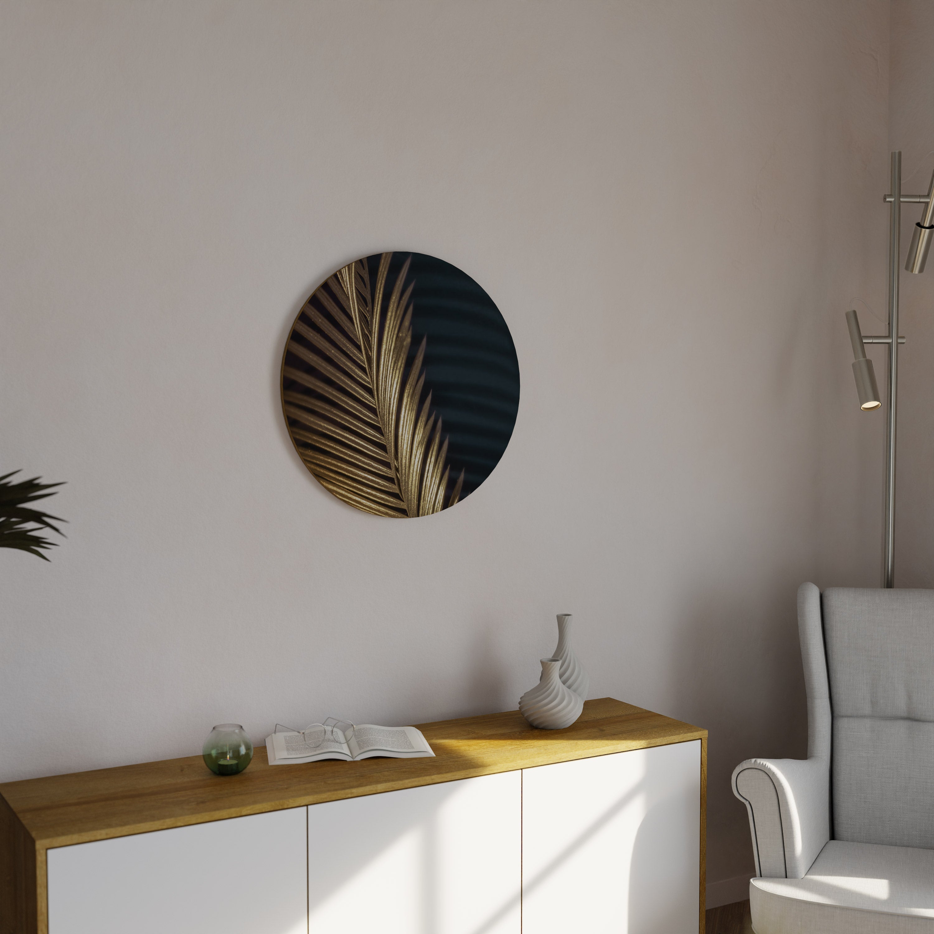 Rund väggdekoration LUXE LEAF DANCE