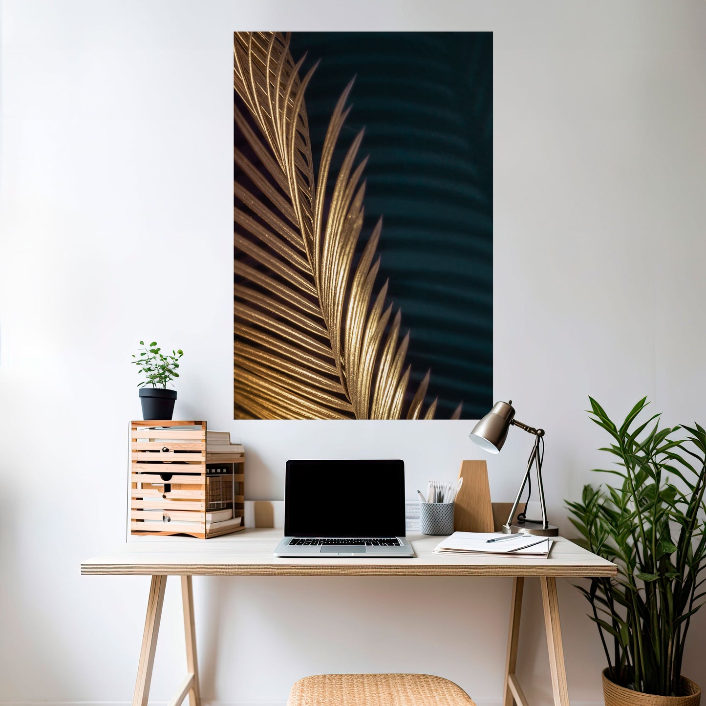 LUXE LEAF DANCE Vertikal poster med självhäftande text