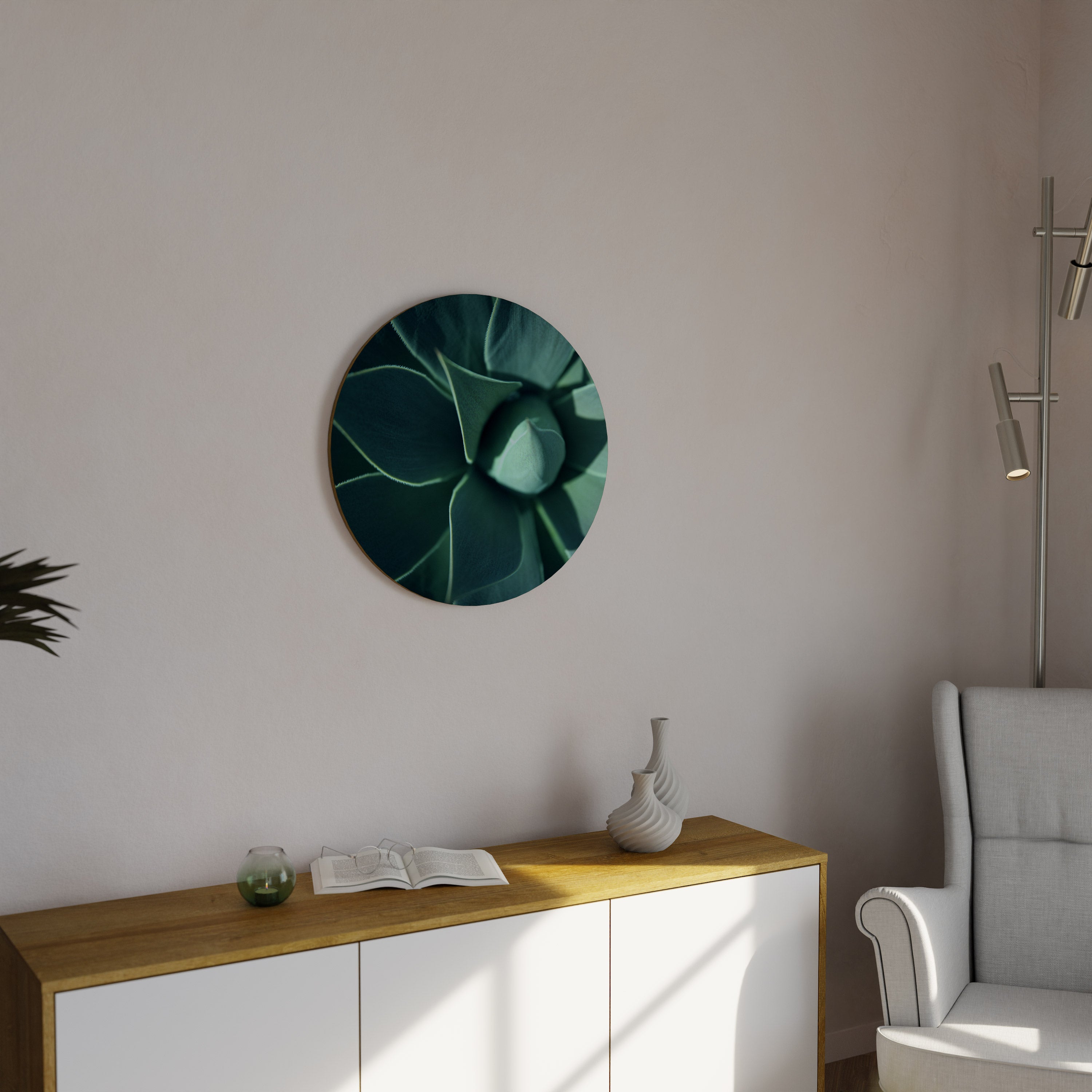 MYSTISK GRÖN KRAN Rund Väggkonst