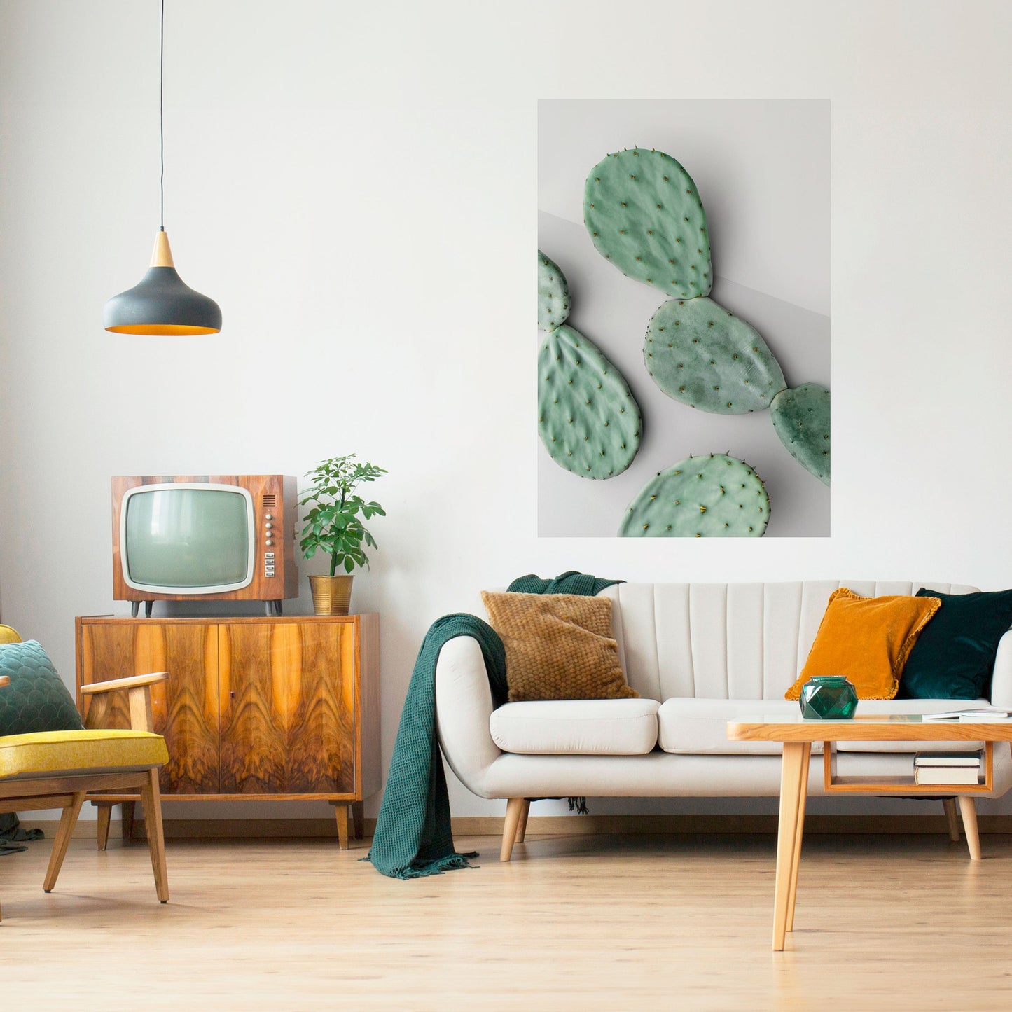 Kaktus drömlandskap vertikal poster med självhäftande text