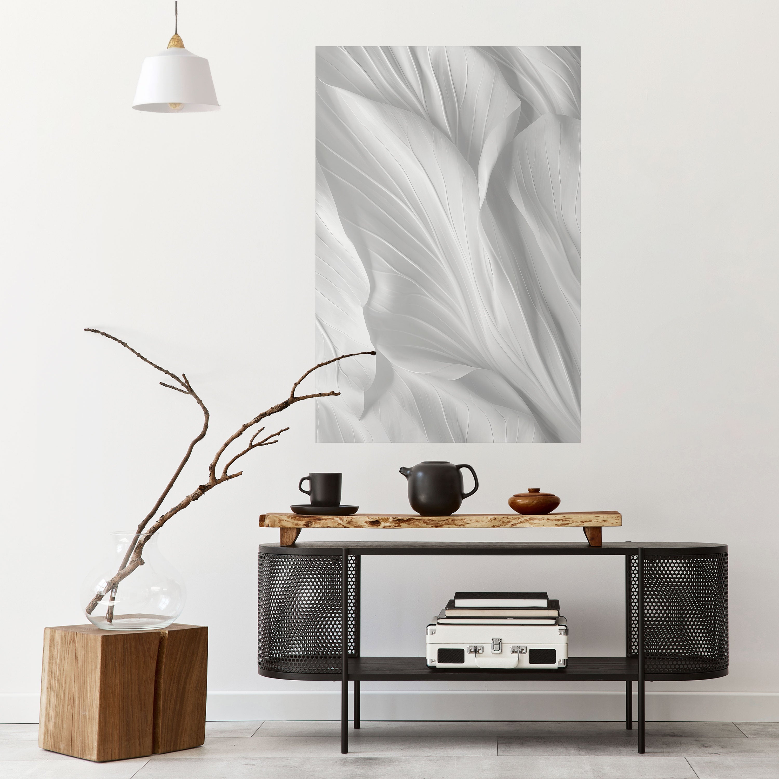 SILKEN SERENITY vertikal poster med självhäftande text