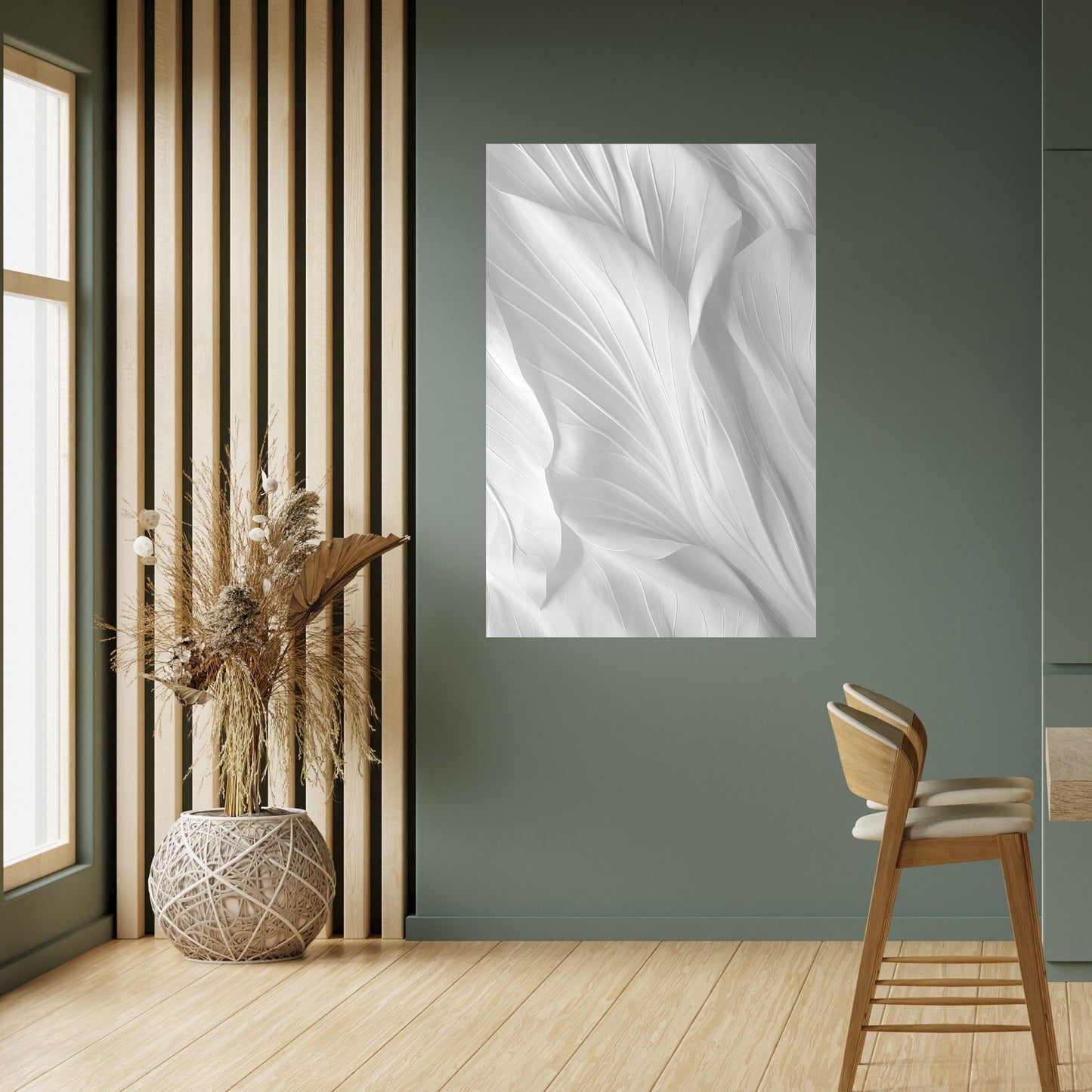 SILKEN SERENITY vertikal poster med självhäftande text