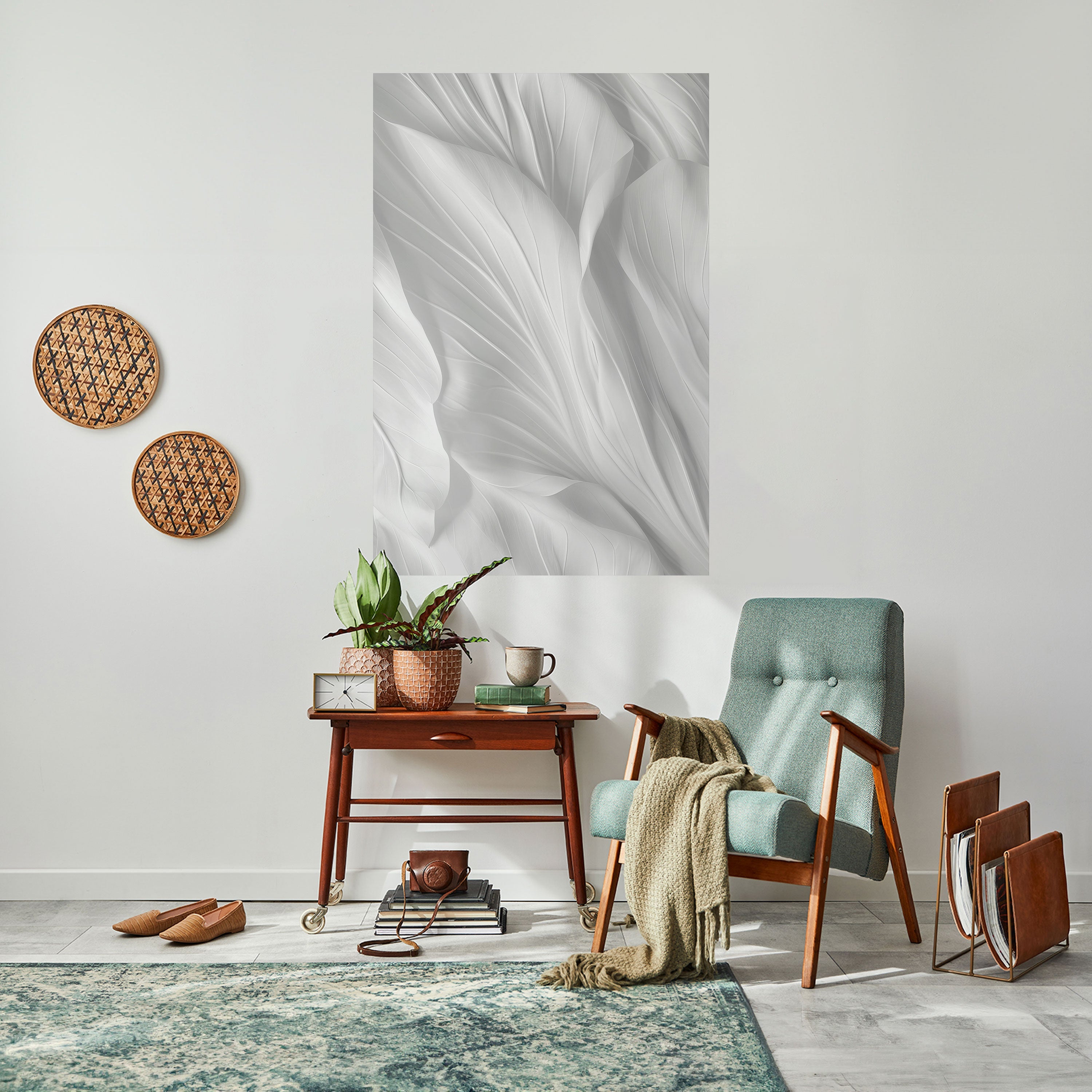 SILKEN SERENITY vertikal poster med självhäftande text