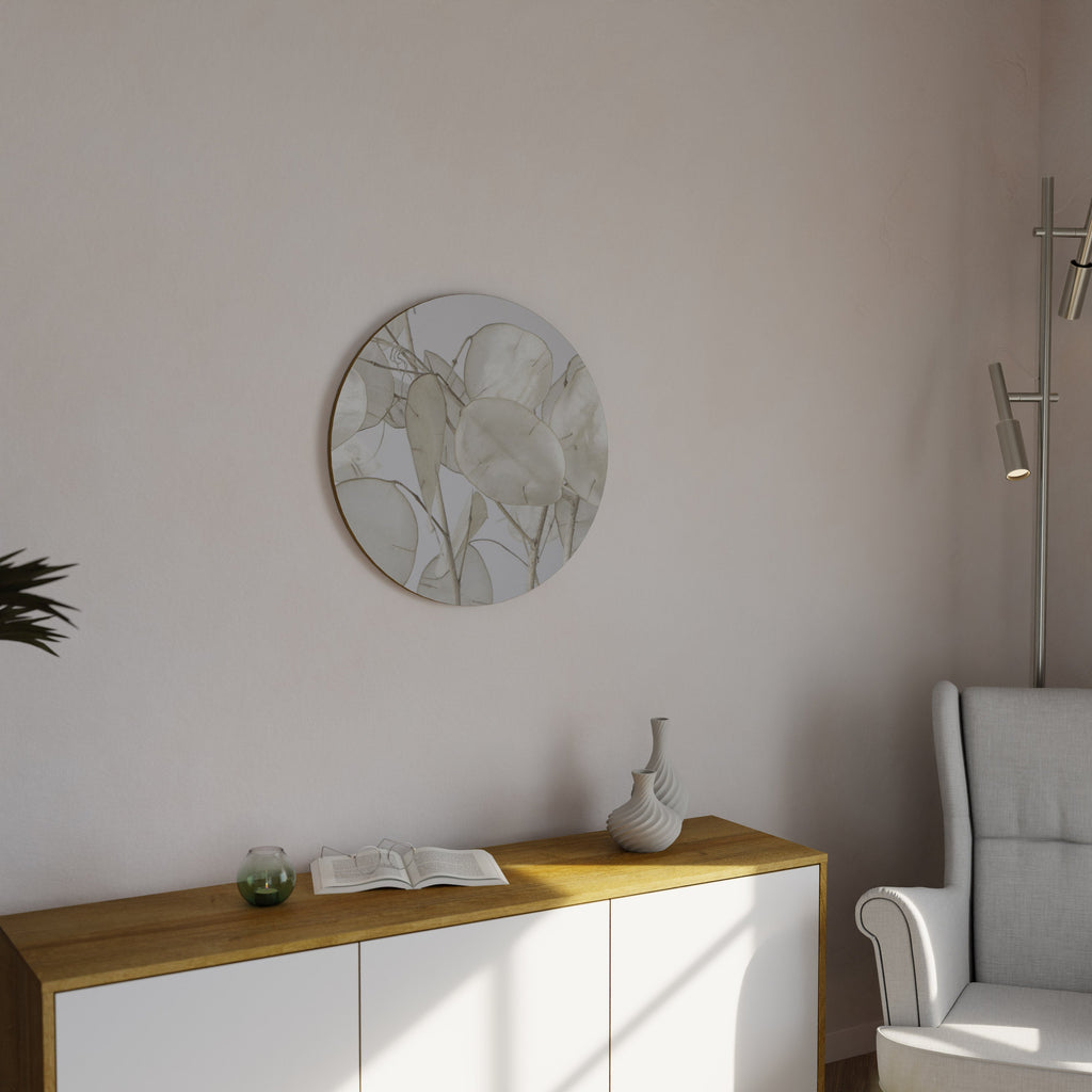 Rund väggdekoration med silkeslena löv