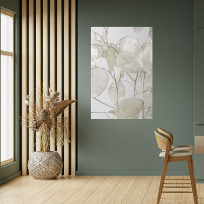 SILKY FOLIAGE WHISPERS Vertikal poster med självhäftande text